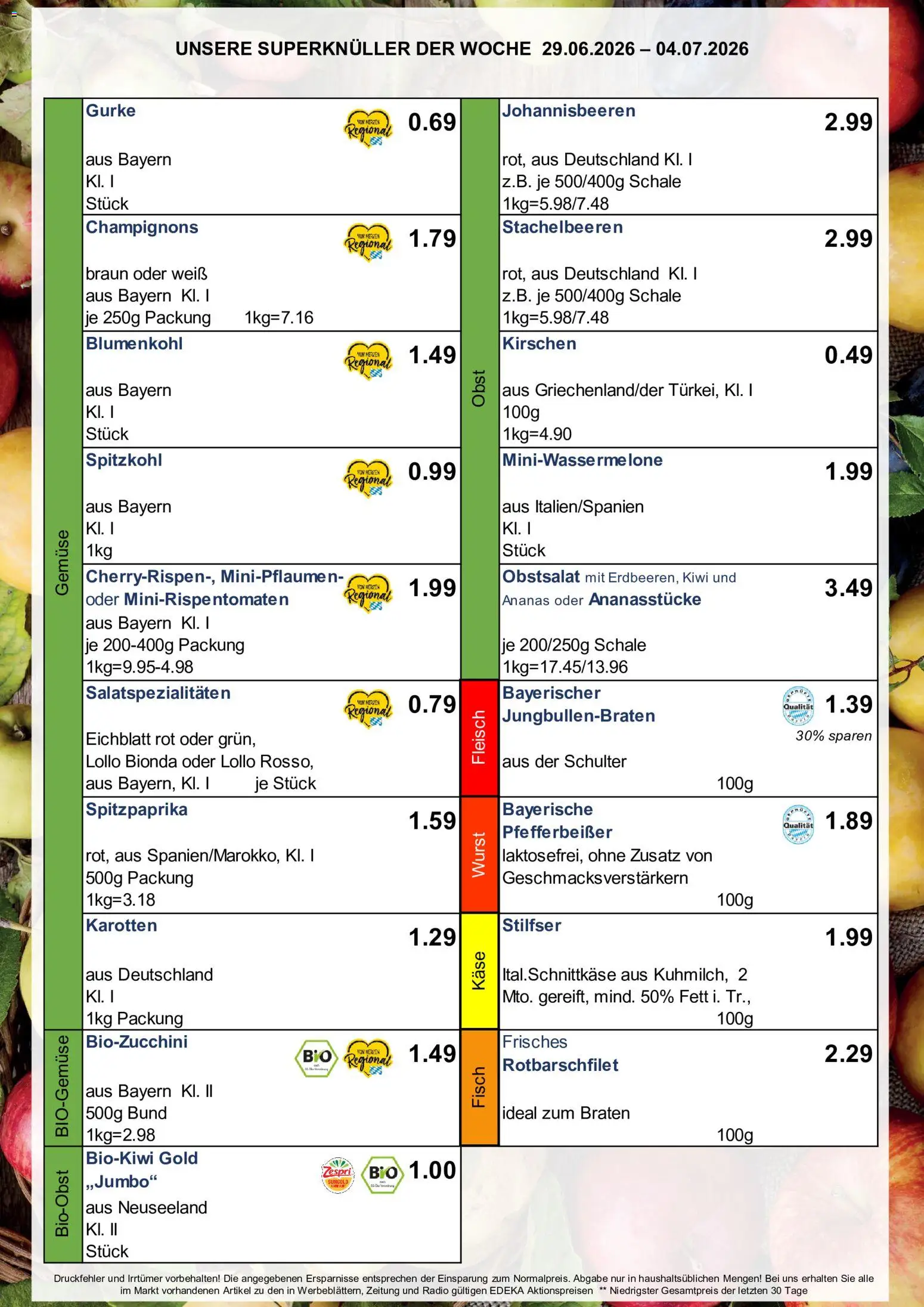 Simmel Bayern – gültig ab 29.06.2026 | Seite: 8 | Produkte: Kirschen, Wurst, Blumenkohl, Fleisch