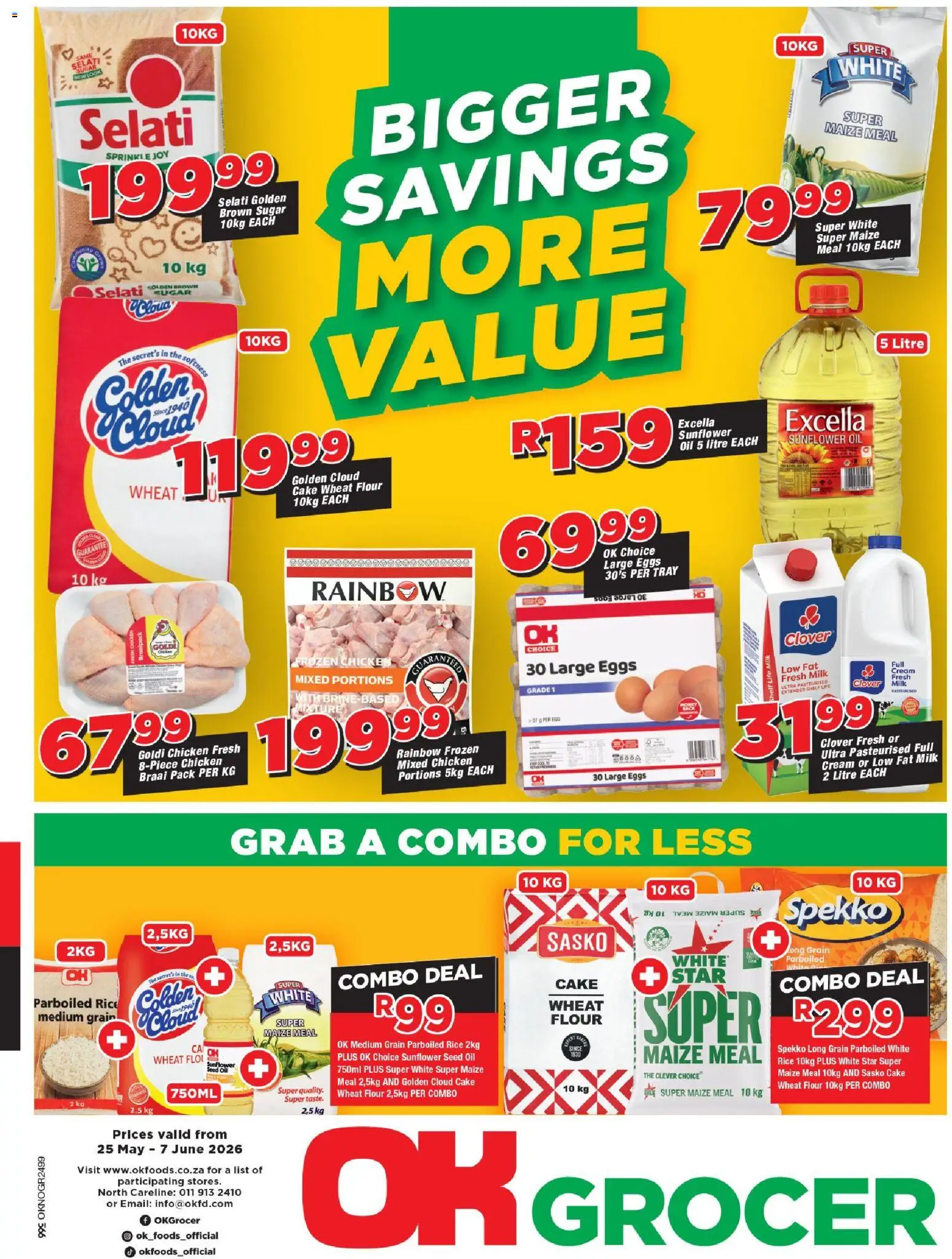 New OK Foods catalogue – valid from 25.05.2026 | Page: 1 | Products: Cake, Shelf, Maize meal, Sugar