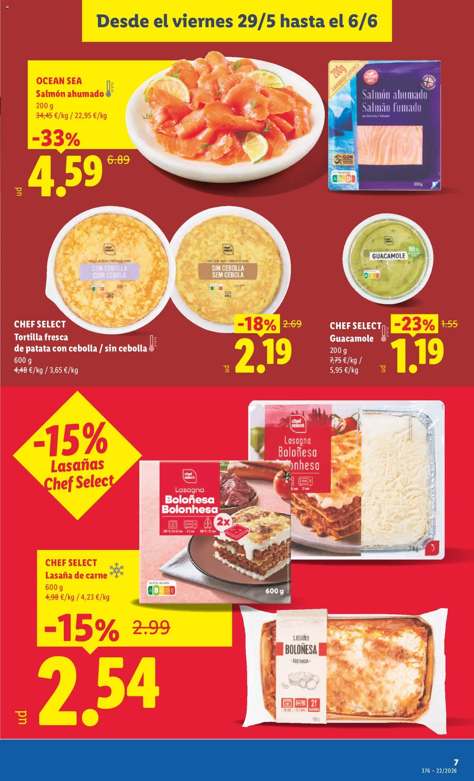 Lidl folleto │ válido desde el 29.05.2026 | Página: 7 | Productos: Guacamole, Παγωμένο τσάι, Salmón ahumado, Lasaña