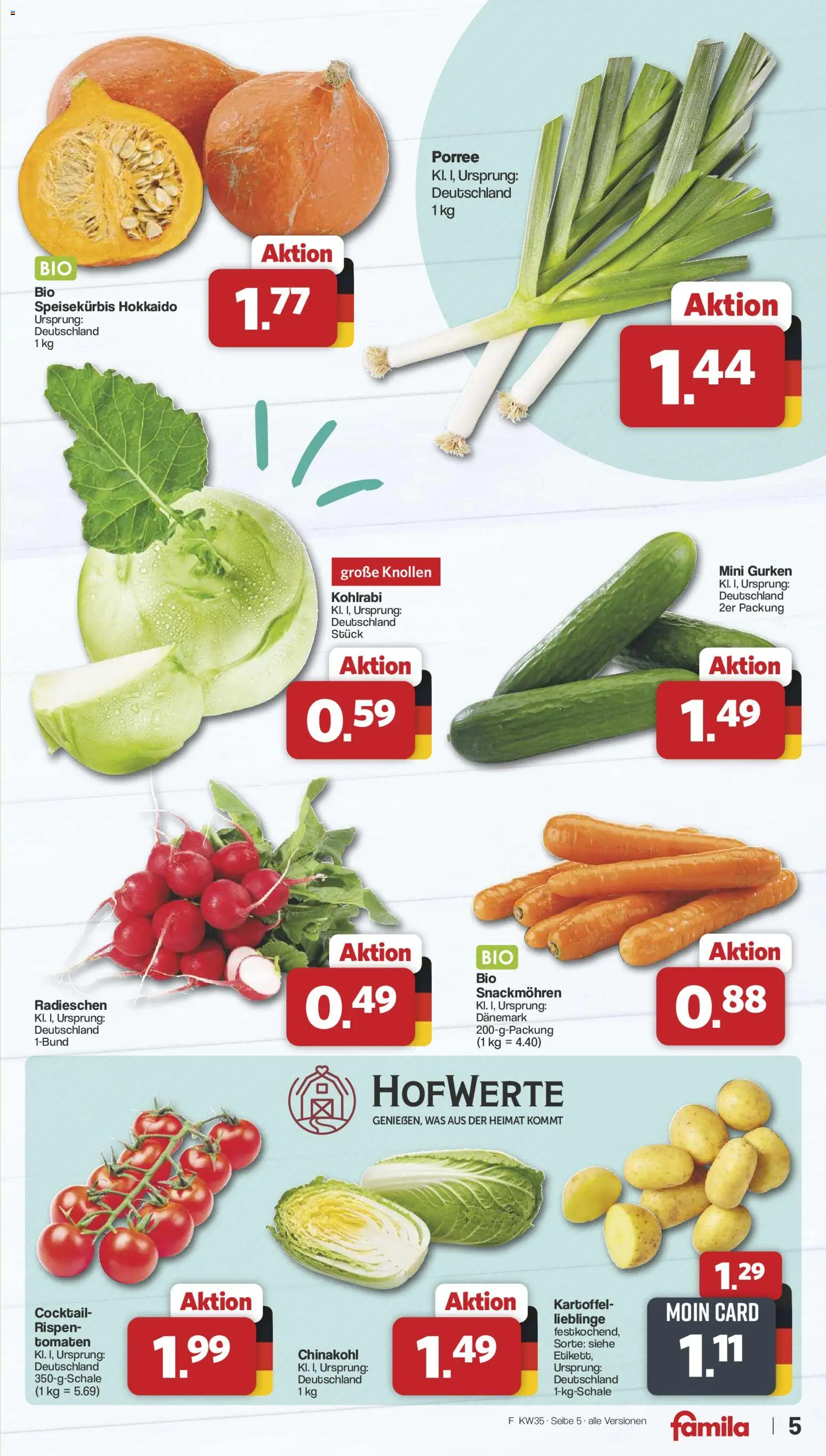 Famila Nordwest Prospekt – gültig ab 23.08.2026 | Seite: 5 | Produkte: Kohlrabi, Tomaten, Chinakohl, Gurken