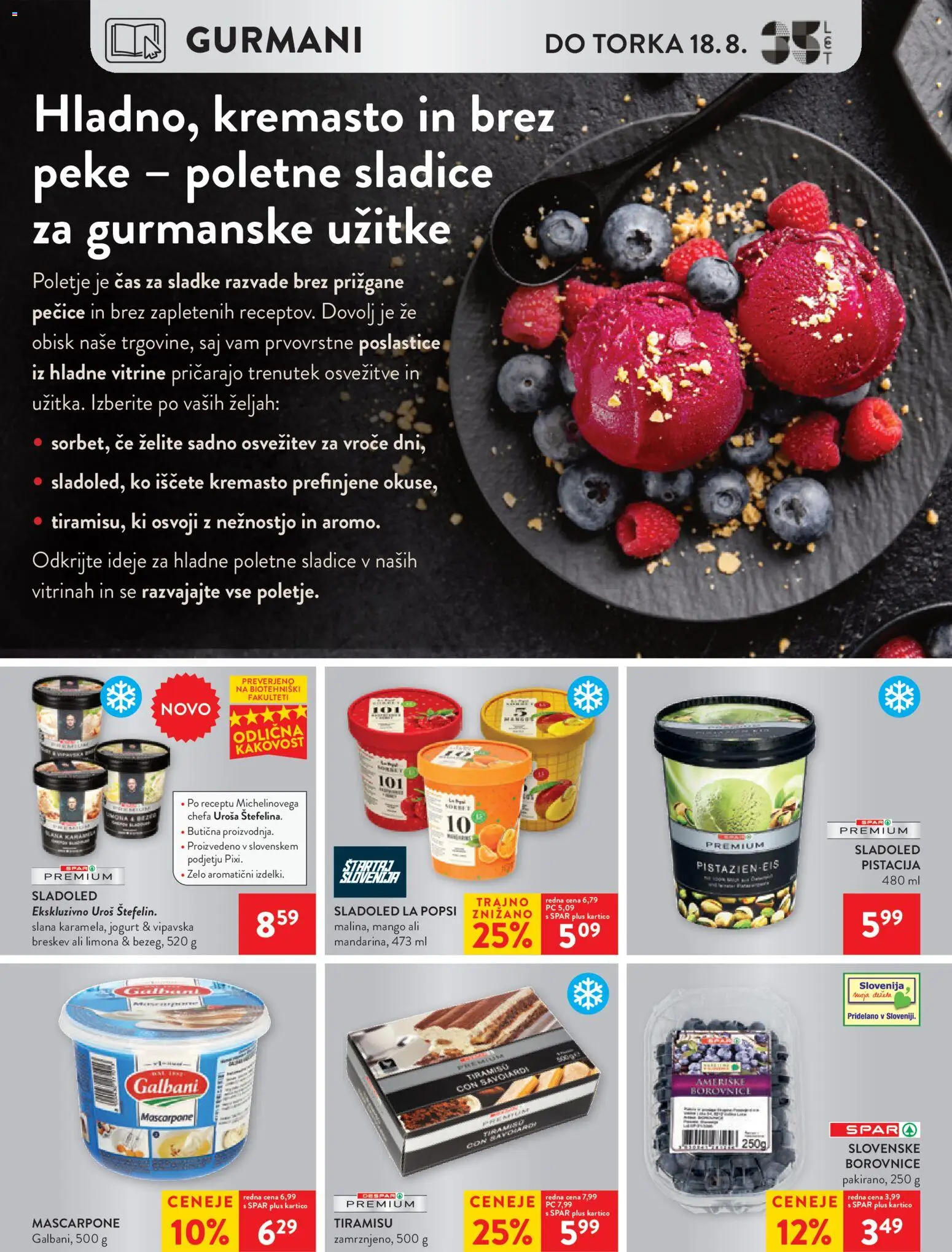 Novi Spar katalog ponudbe – veljaven od 12.08.2026 | Stran: 39 | Izdelki: Borovnice, Sladoled, Limona, Mango