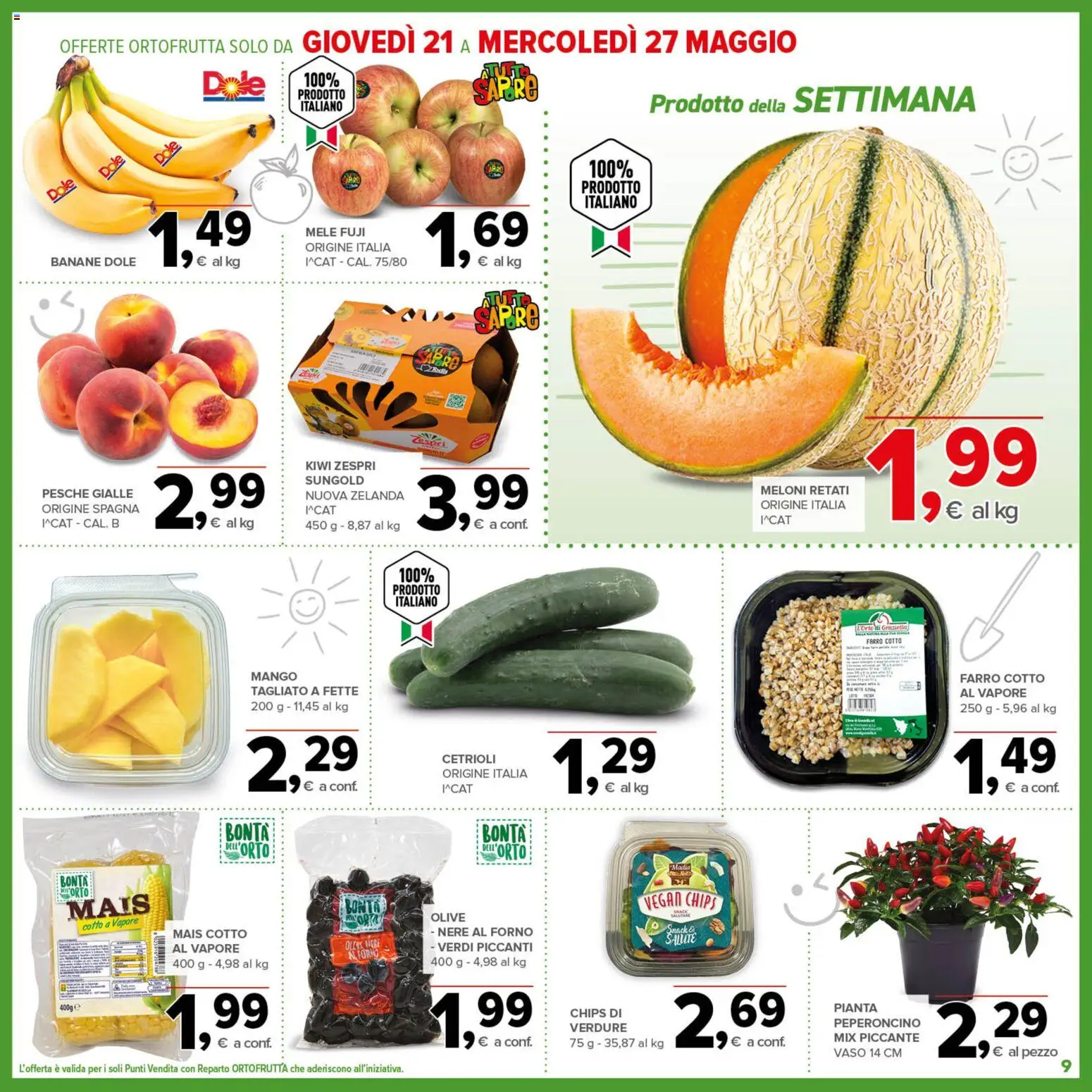 Volantino Todis del 14.05.2026 | Pagina: 9 | Prodotti: Mele, Kiwi, Olive, Forno