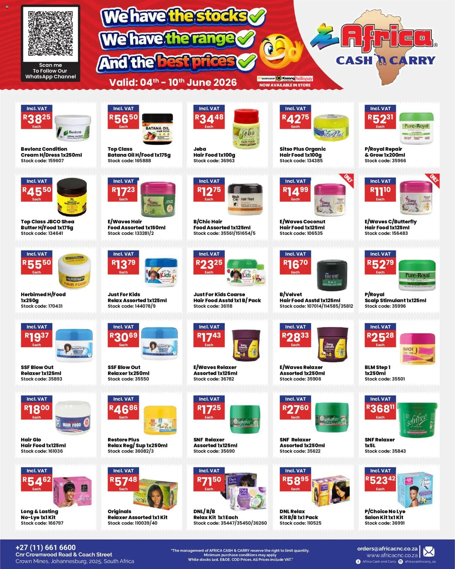 New Africa Cash & Carry catalogue – valid from 04.06.2026 | Page: 3 | Products: Butter, Oil, Stock, Relaxer