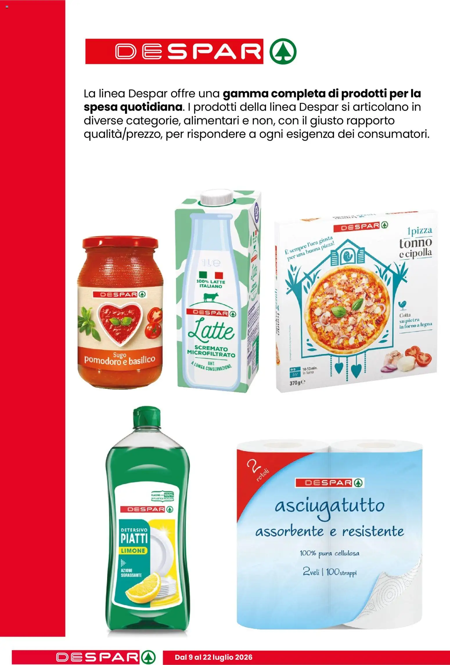 Volantino Despar del 09/07/2026 | Pagina: 8 | Prodotti: Latte, Basilico, Tonno, Colla