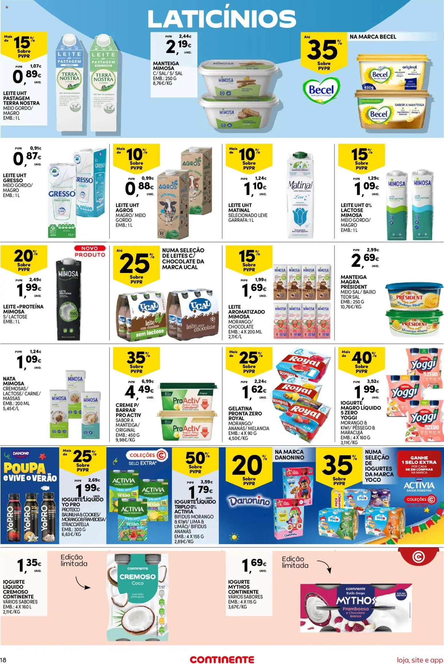 Continente Semanal Continente Bom Dia │ válido de 14/07/2026 | Página: 18 | Produtos: Sal, Iogurte, Chocolate, Iogurte liquido