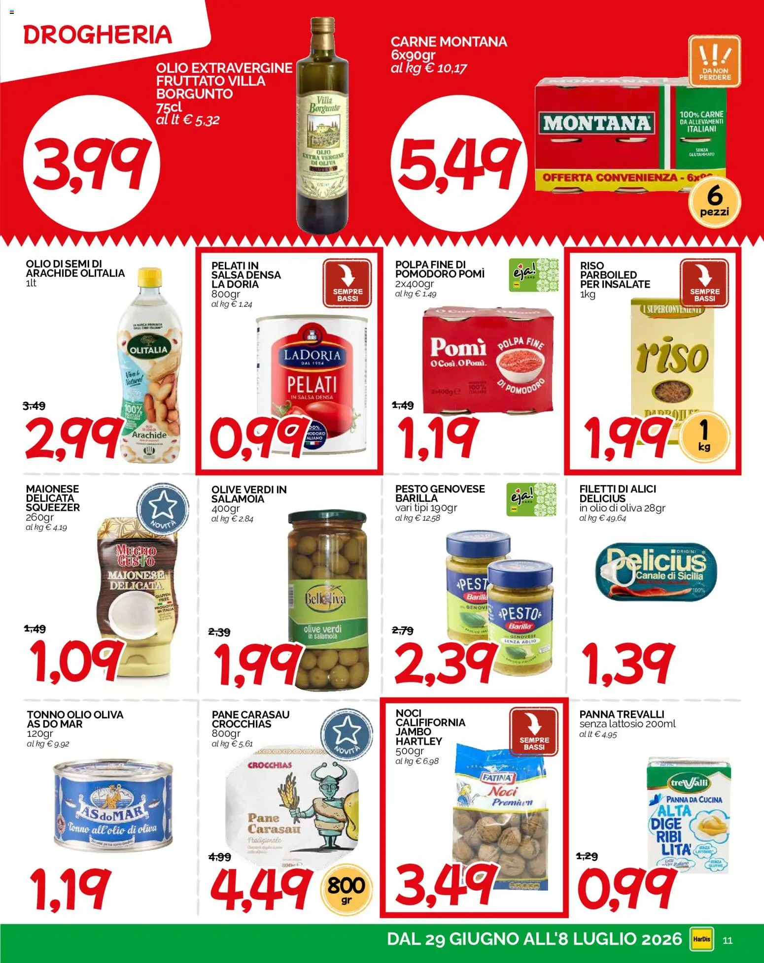 Volantino HarDis del 29/06/2026 | Pagina: 11 | Prodotti: Panna, Olio, Tonno, Olio di Oliva