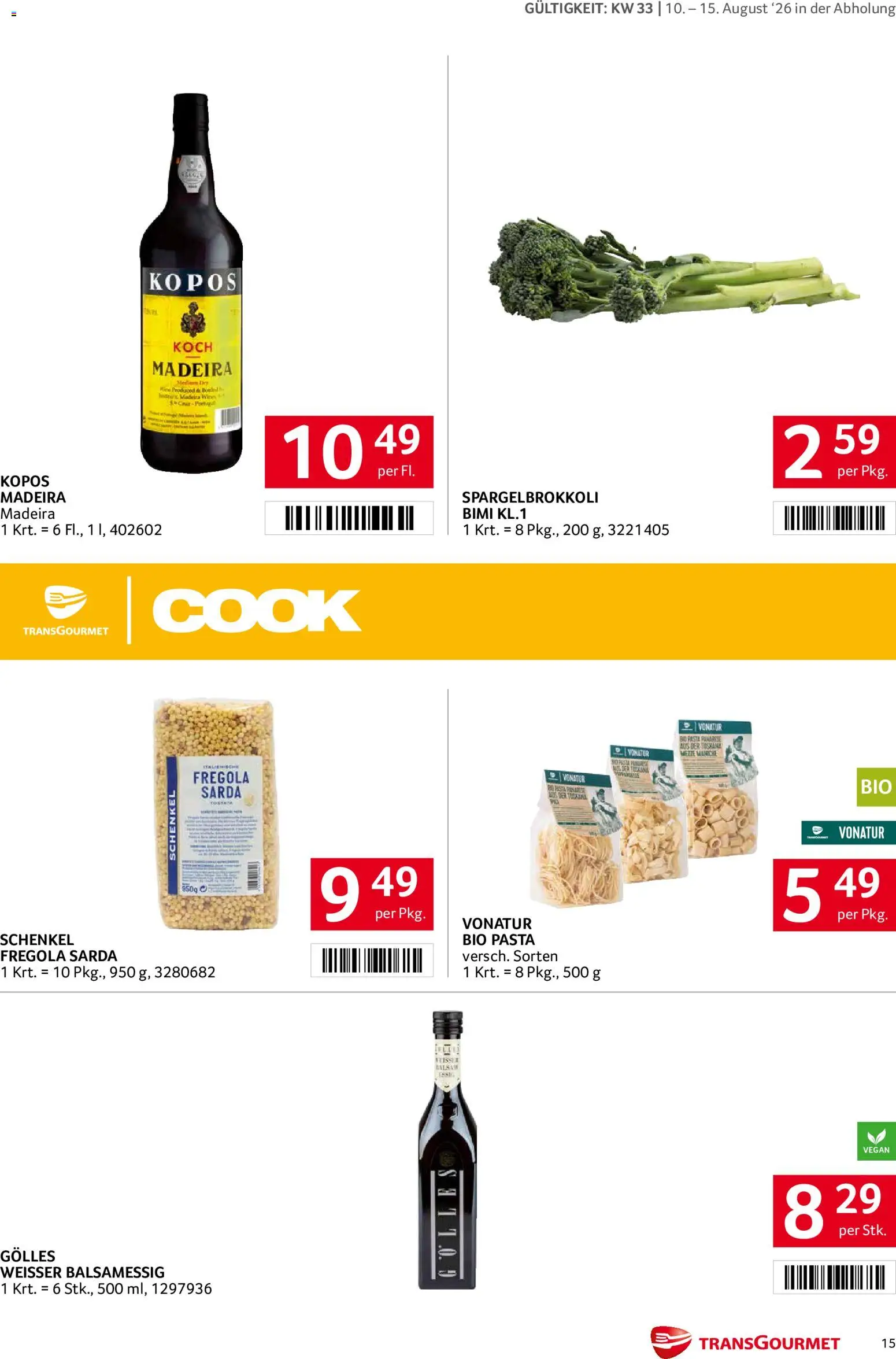 Transgourmet Flugblatt gültig ab 10.08.2026 | Seite: 15 | Produkte: Pasta, TV
