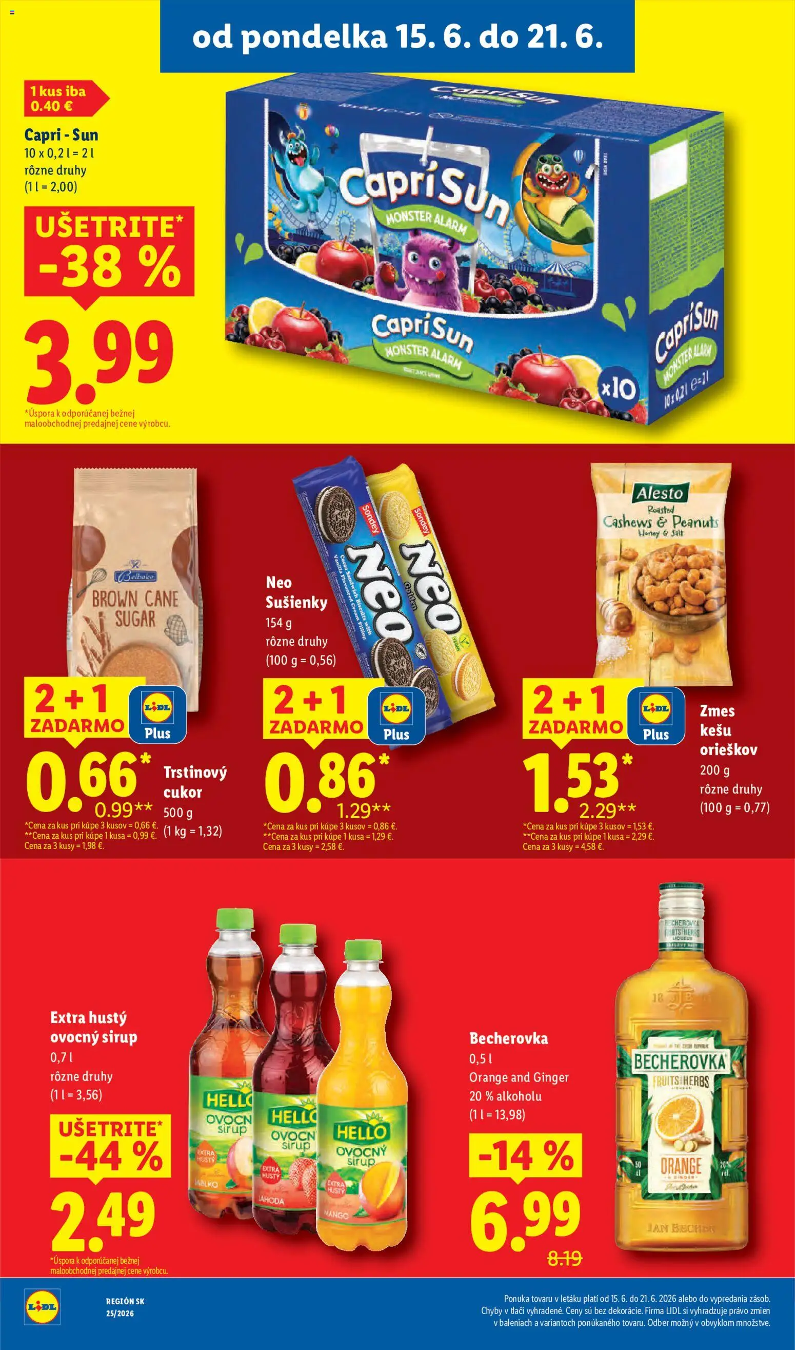 Nové Lidl akcie – leták je platný od 15.06.2026 | Strana: 38 | Produkty: Becherovka, Cukor, Mango, Trstinový cukor