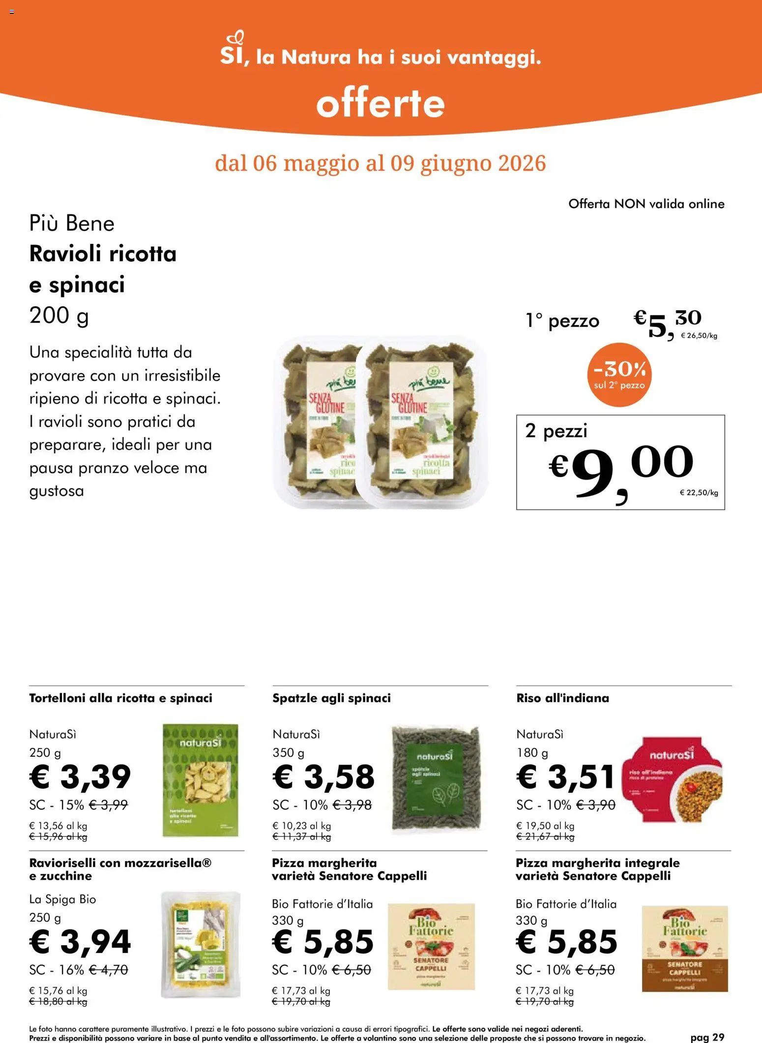 Volantino Natura Sì del 06.05.2026 | Pagina: 29 | Prodotti: Spatzle, Spinaci, Ricotta, Zucchine