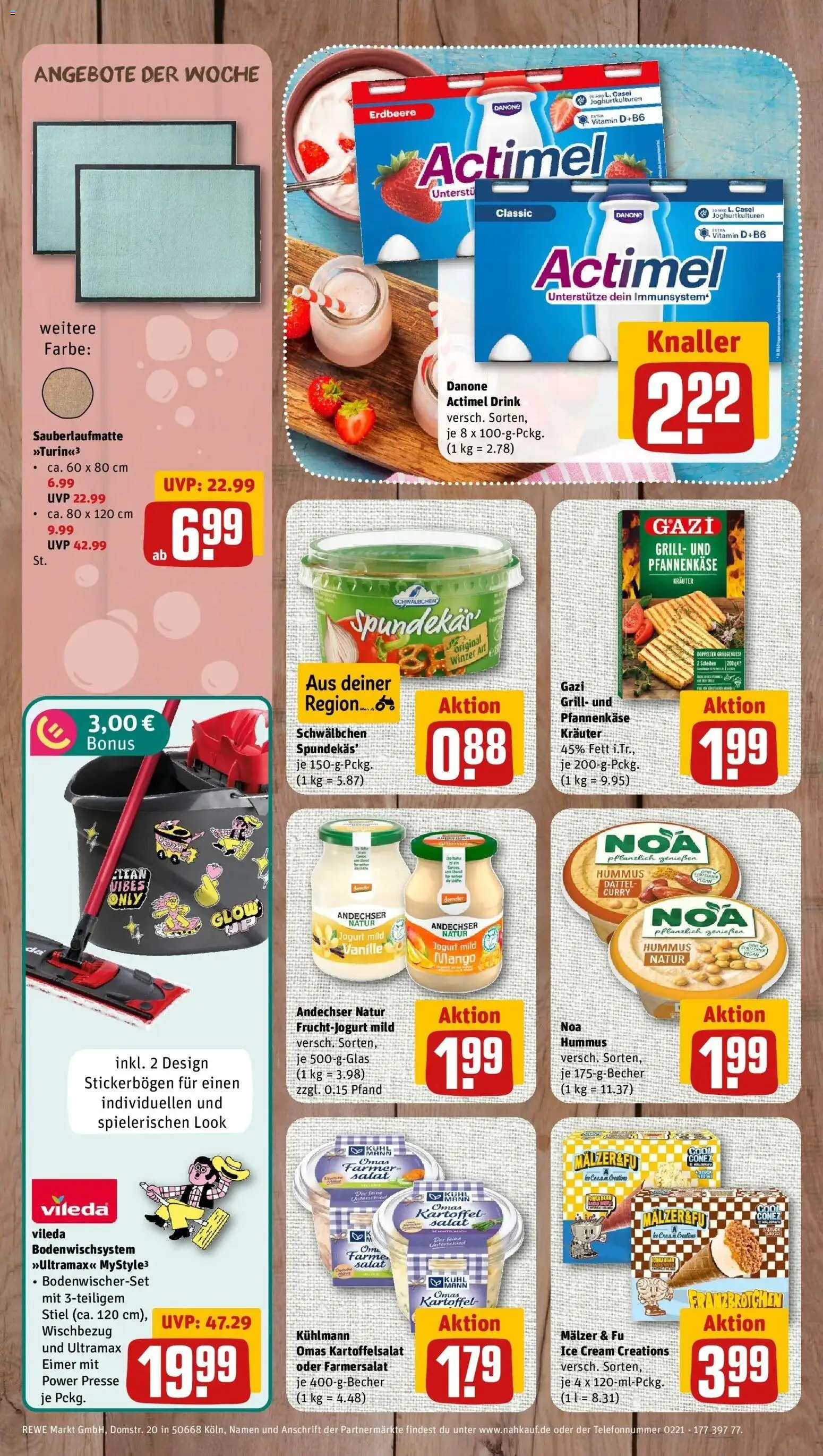 REWE Prospekt ab 10.08.2026 zum Blättern » Angebote | Seite: 8 | Produkte: Actimel, Presse, Mango, Hummus