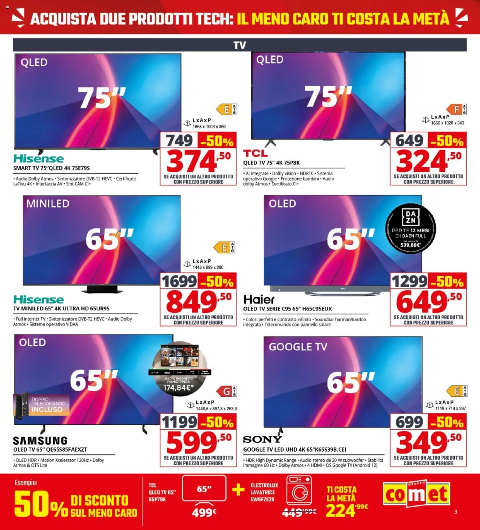 Volantino Comet del 21.05.2026 | Pagina: 3 | Prodotti: Tè, smart TV, Soundbar, Lavatrice