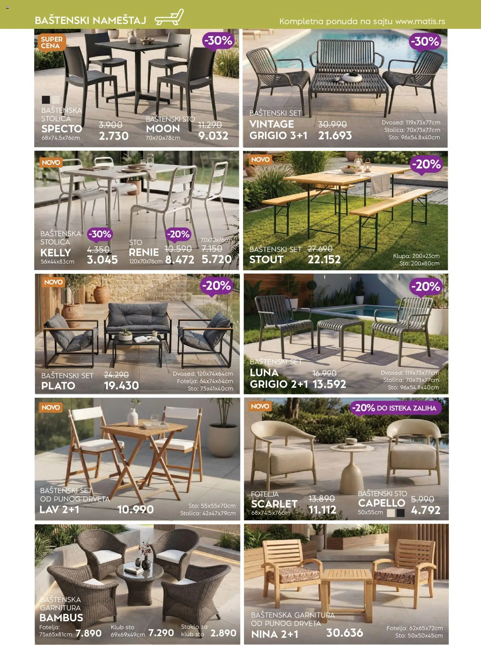 Matis katalog - važi od 01.07.2026 | Strana: 73 | Proizvode: Baštenski sto, Baštenska stolica, Fotelja, Klupa