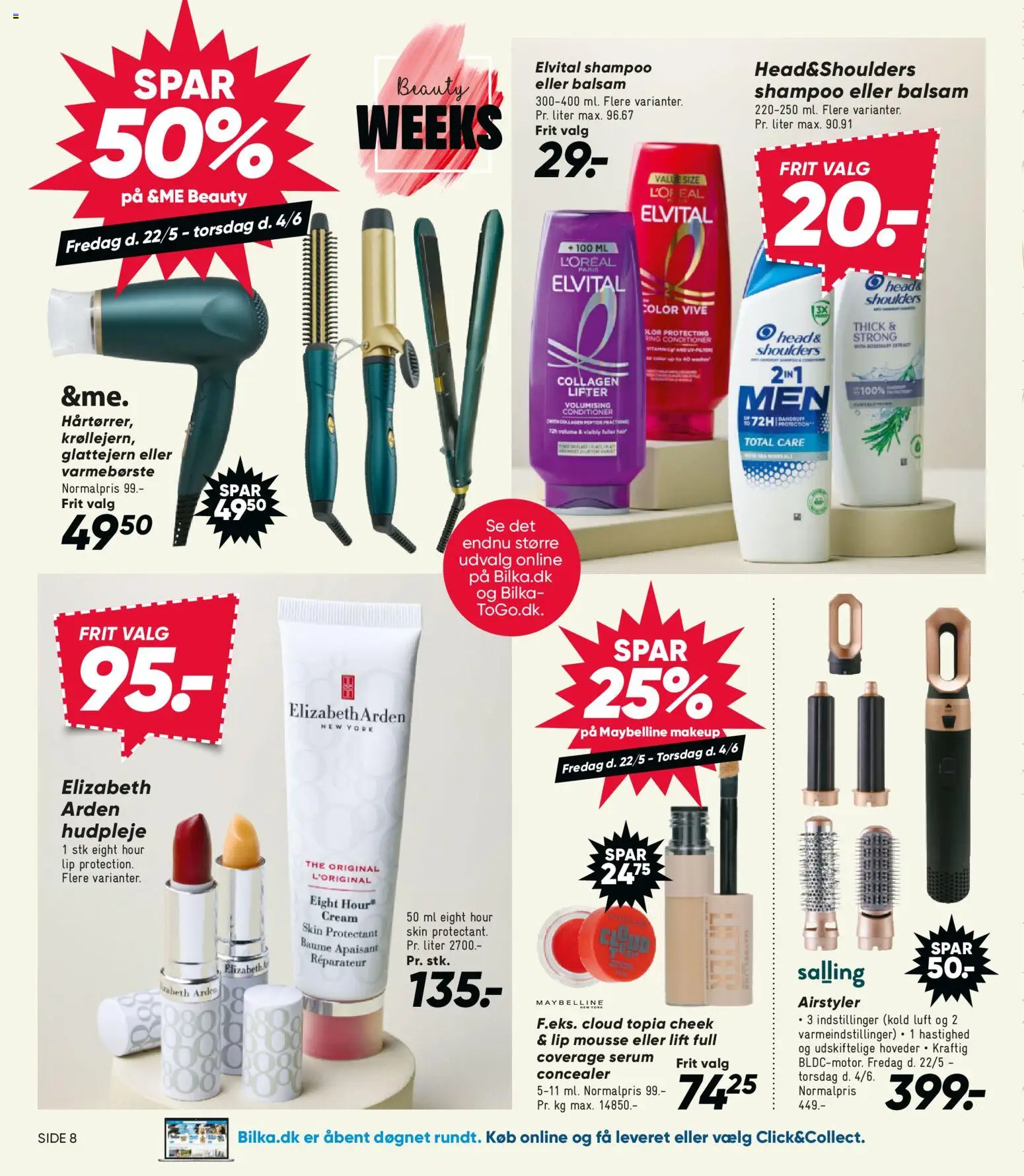 Bilka tilbudsavis – gyldig fra 22.05.2026 | Side: 8 | Produkter: Makeup, Concealer, Shampoo, Collagen