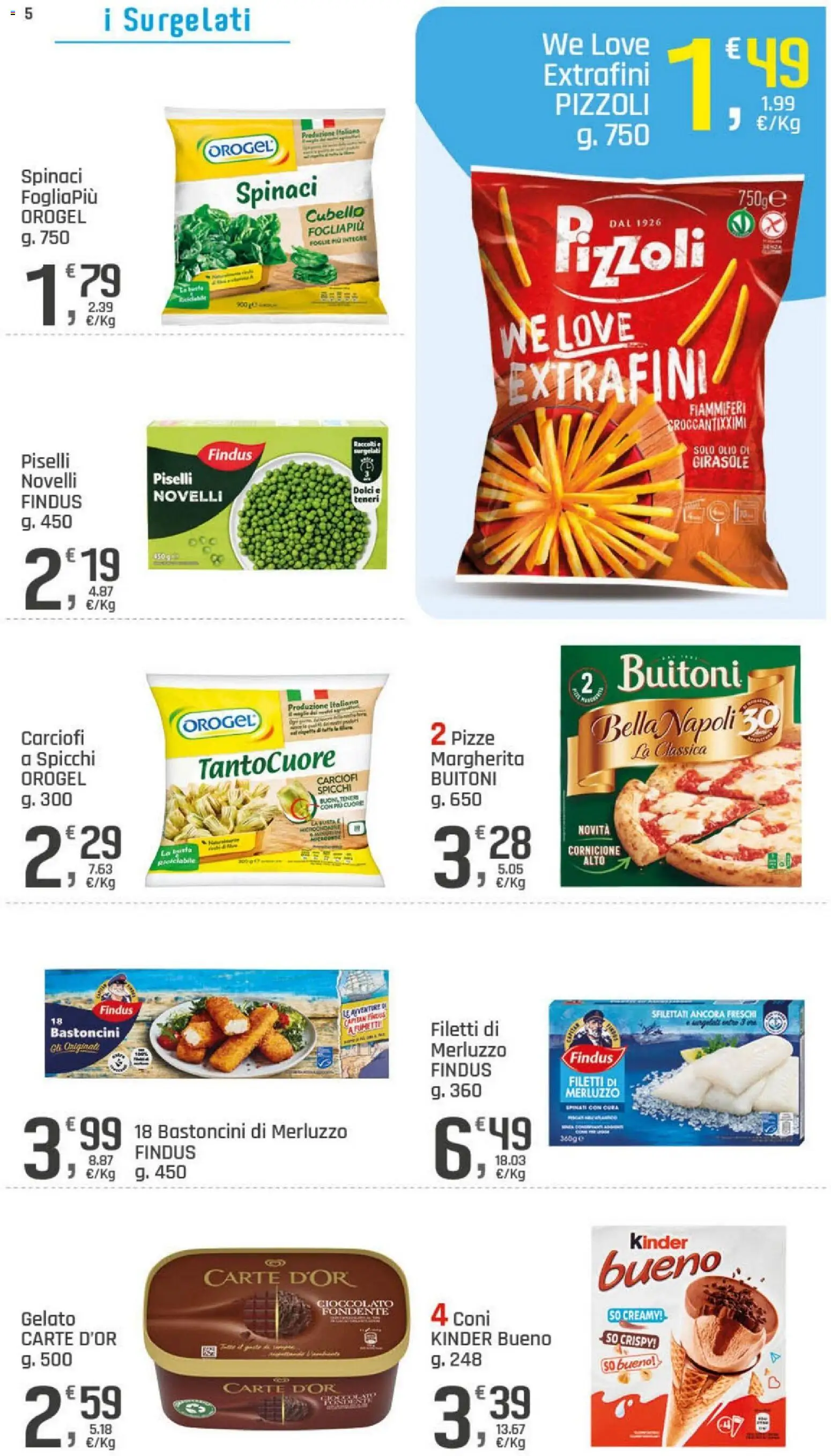 Volantino DOK del 24/09/2026 | Pagina: 5 | Prodotti: Gelato, Spinaci, Carciofi, Piselli