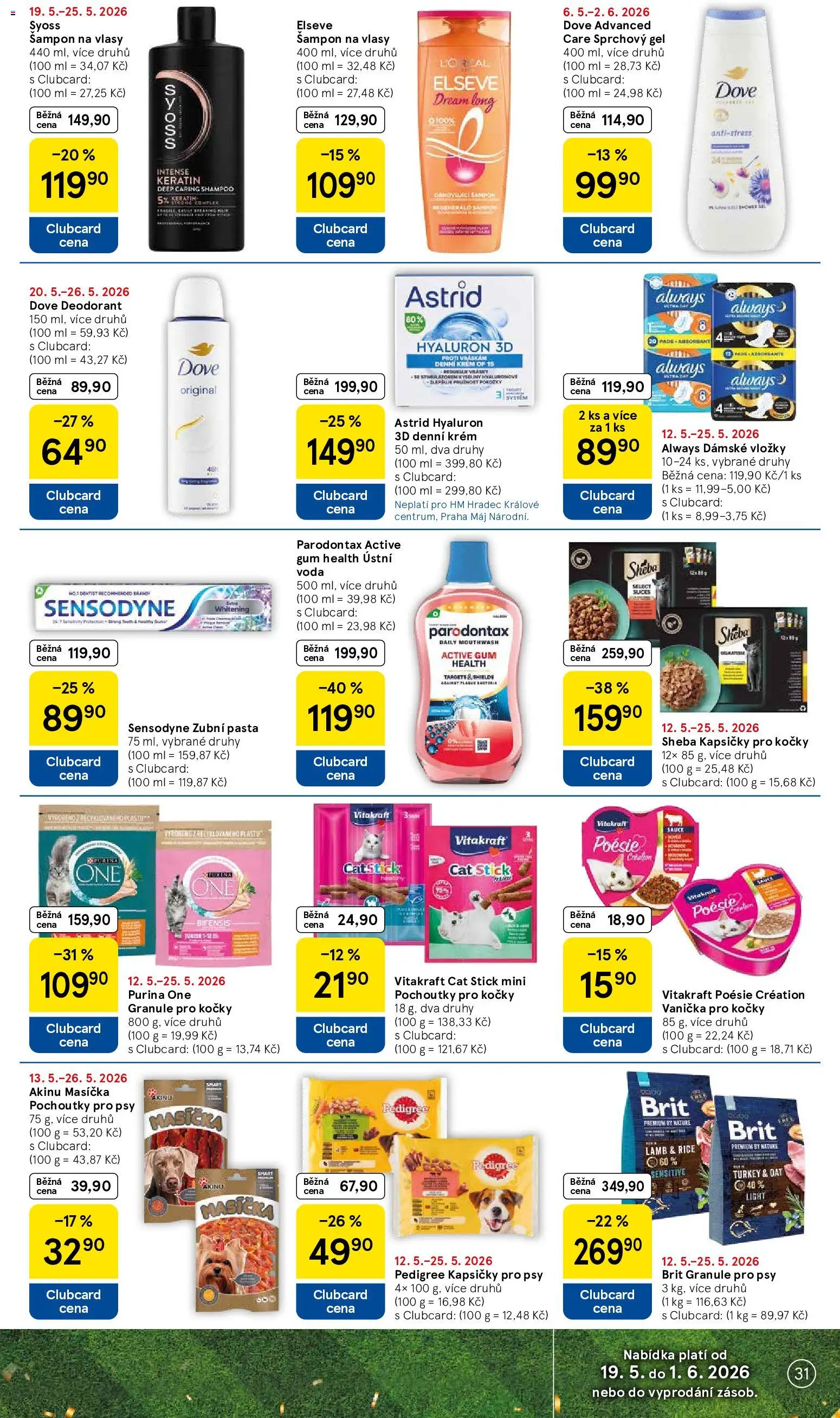Tesco leták - Hypermarket od 20.05.2026 | Strana: 31 | Produkty: Syoss, Purina, Kapsičky pro kočky, Pedigree kapsičky