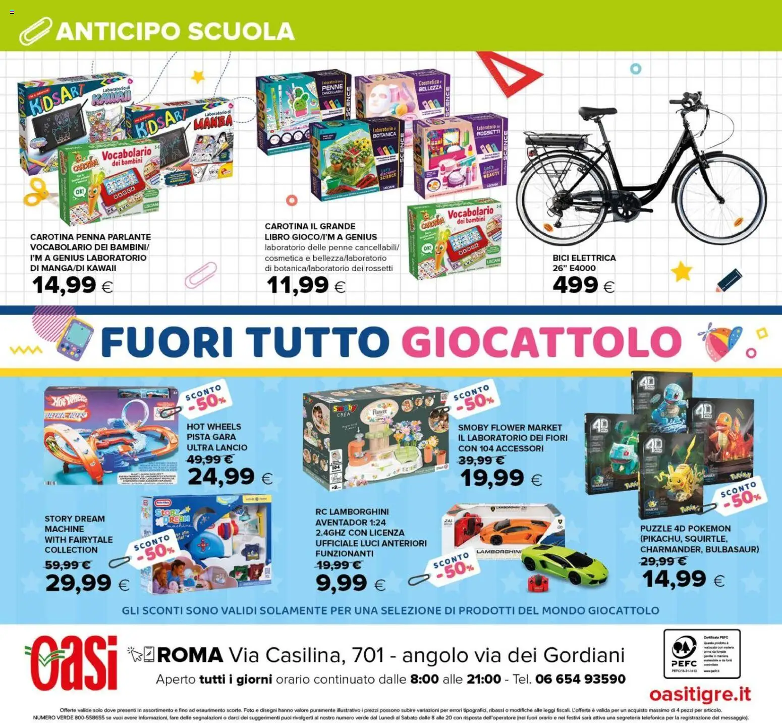 Volantino Oasi del 09/08/2026 | Pagina: 32 | Prodotti: Fiori, Bici elettrica, Penne
