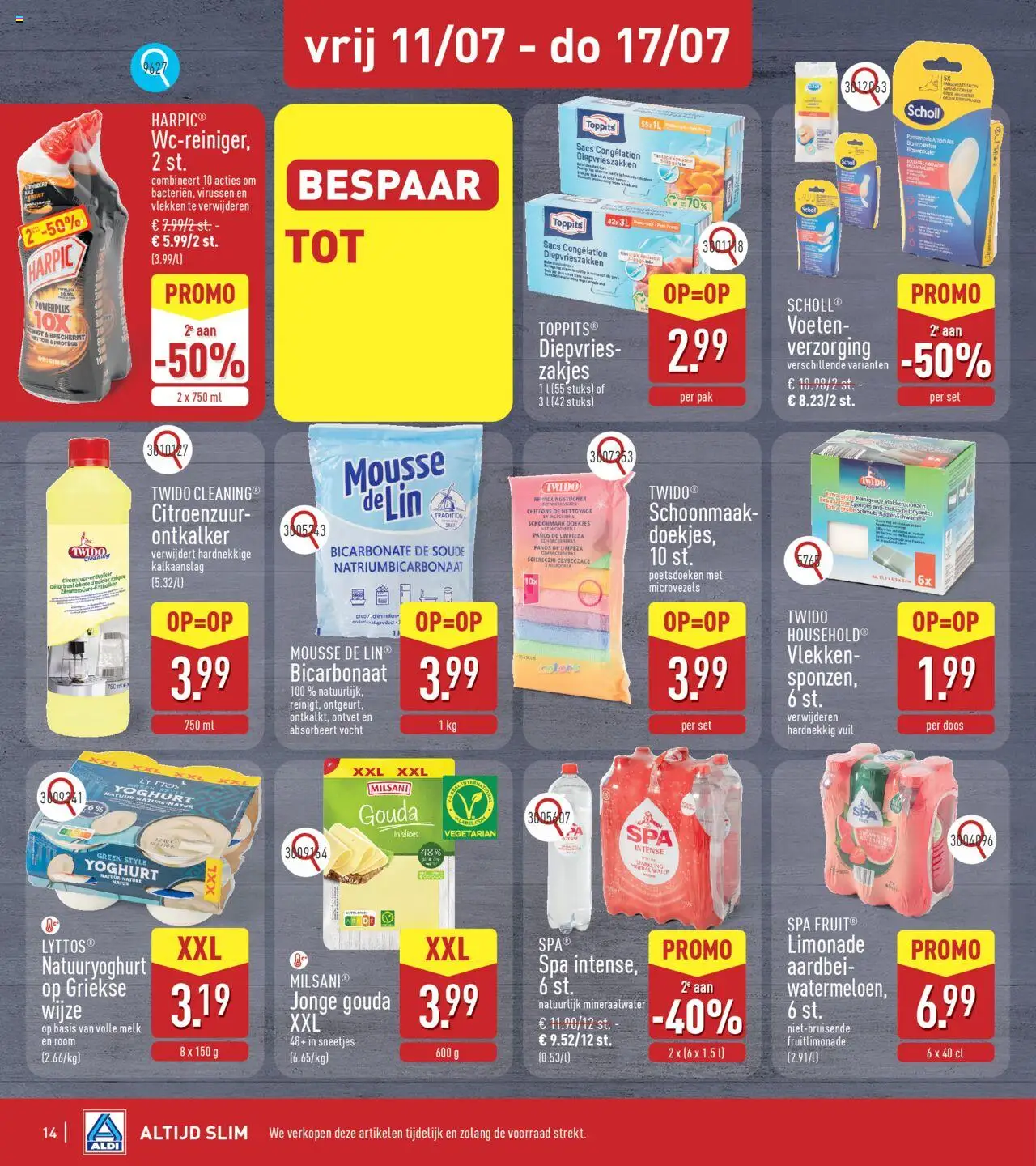 {H1} | Pagina: 14 | Producten: Room, Volle melk, Poetsdoeken, Melk