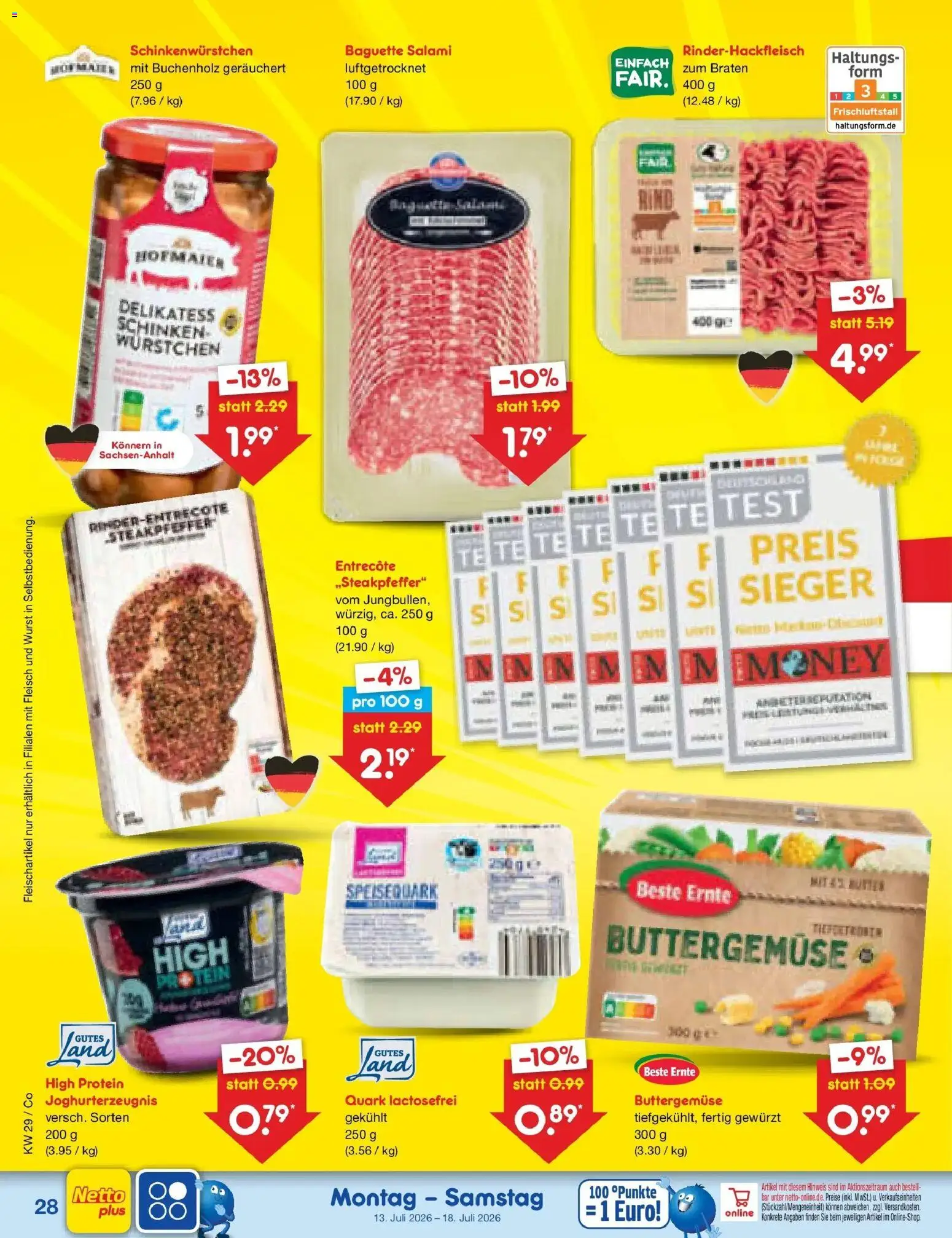 Netto Marken-Discount Prospekt Delitzsch – gültig ab 13.07.2026 | Seite: 38 | Produkte: Baguette, Entrecote, Wurst, Fleisch