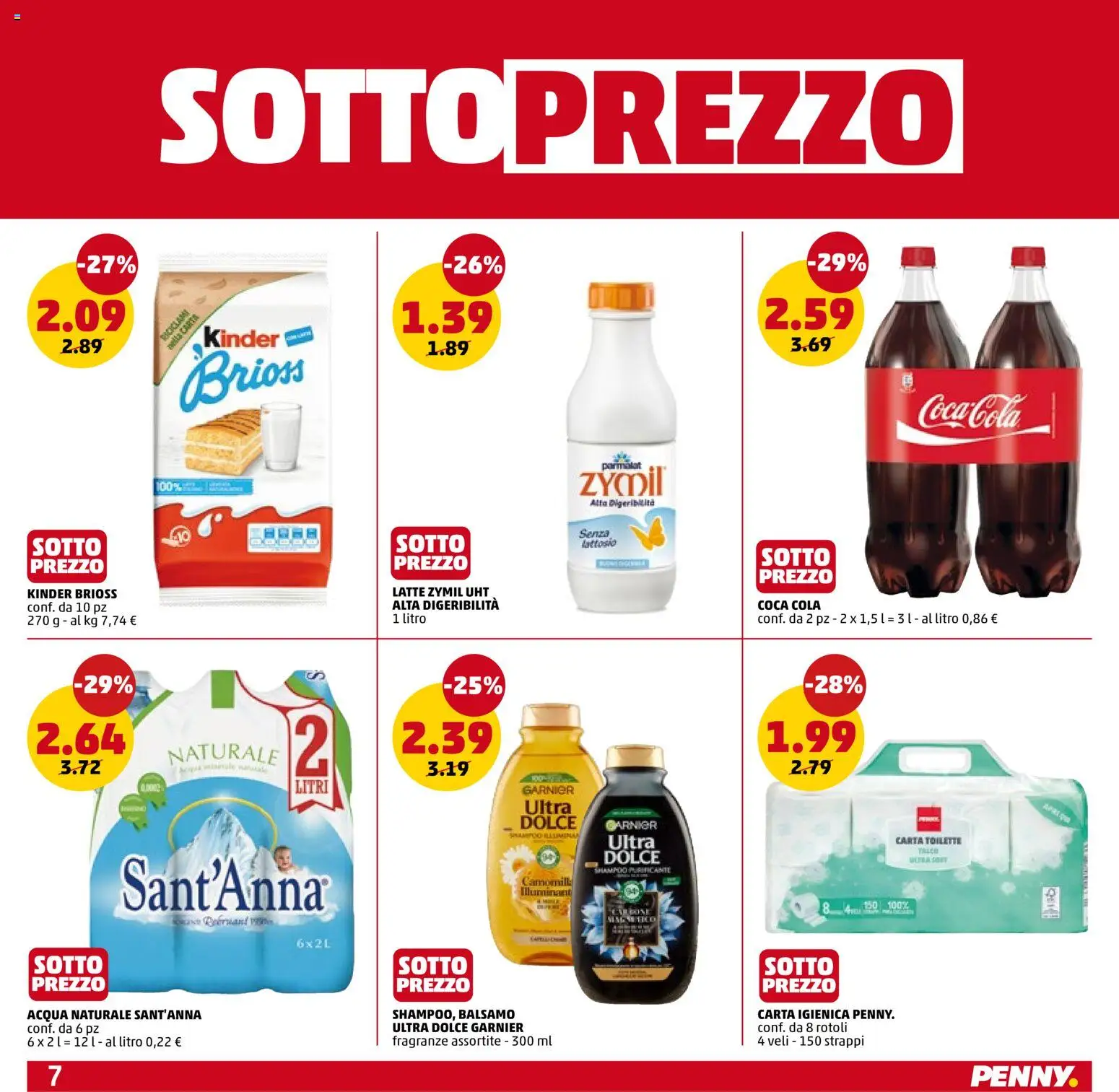 Volantino PENNY del 11.06.2026 | Pagina: 7 | Prodotti: Shampoo, Talco, Latte, Acqua naturale
