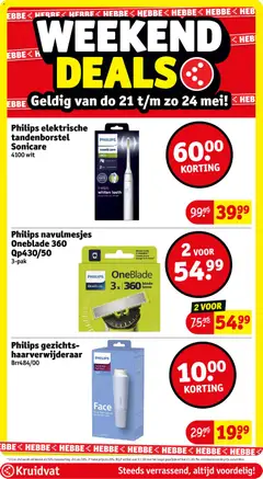 Philips elektrische tandenborstel Sonicare, 4100 wit - Voorbeeld van een folder van Kruidvat, geldig van 19.05.2026 | Pagina: 72 | Producten: Elektrische tandenborstel, Tandenborstel, Kan
