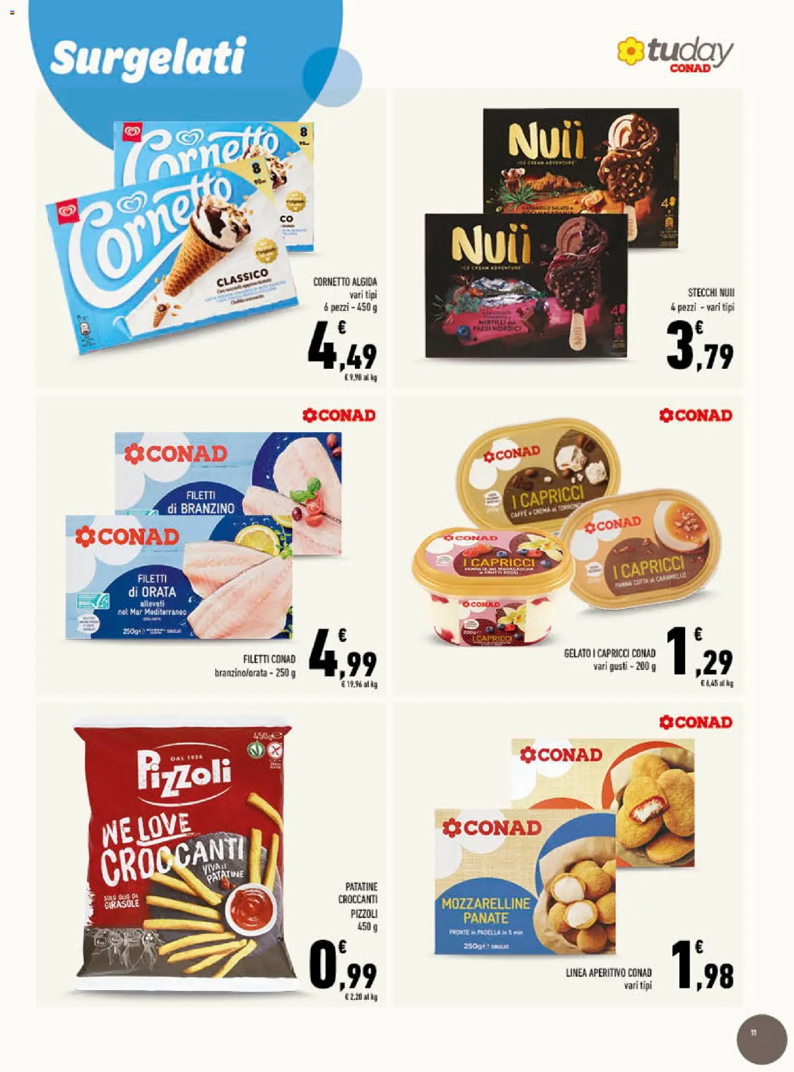 Volantino Conad del 15/07/2026 | Pagina: 11 | Prodotti: Cornetto, Orata, Padella, Aperitivo