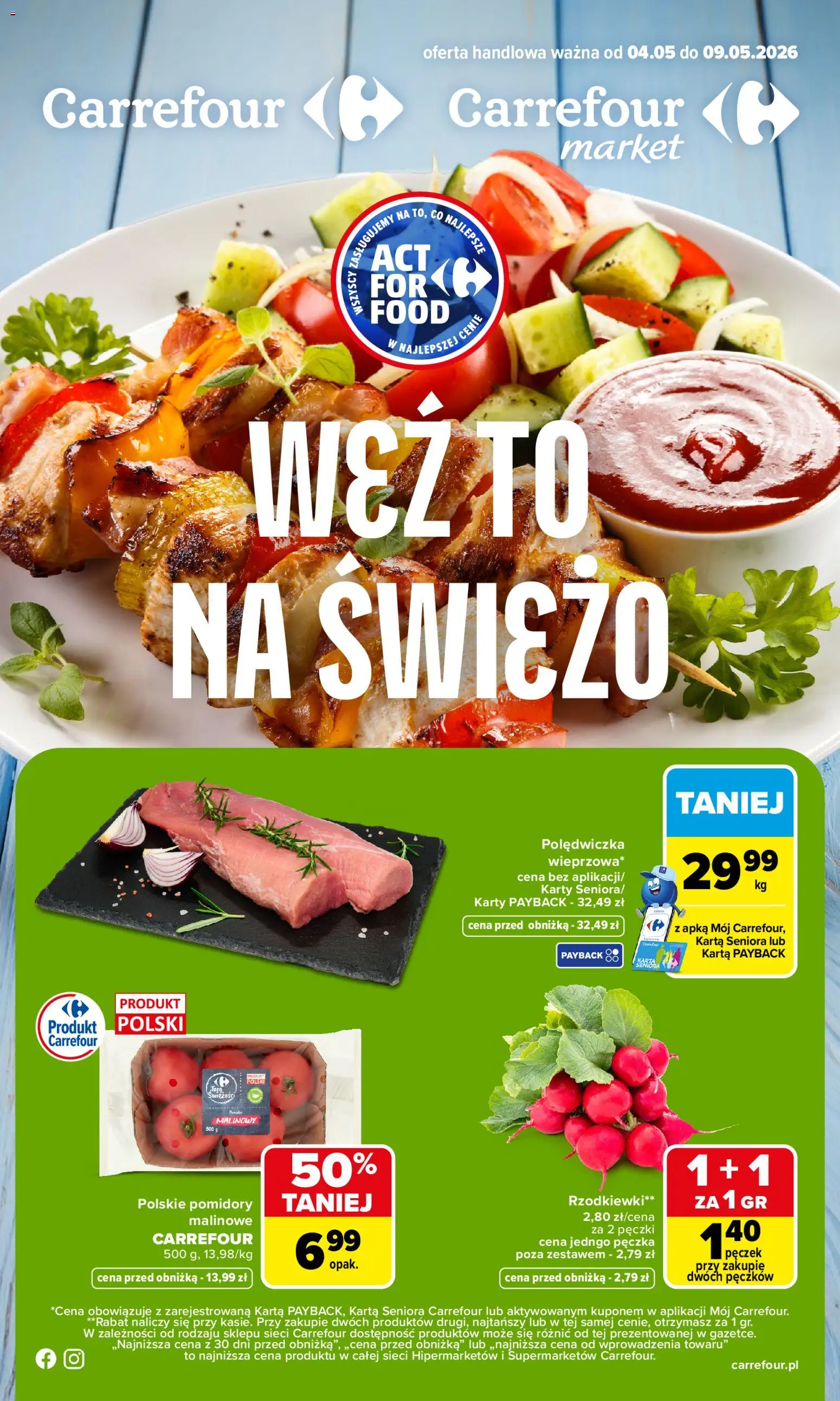 Carrefour gazetka - Weź to na świeżo od 04.05.2026 | Strona: 1 | Produkty: Karta, Pomidory