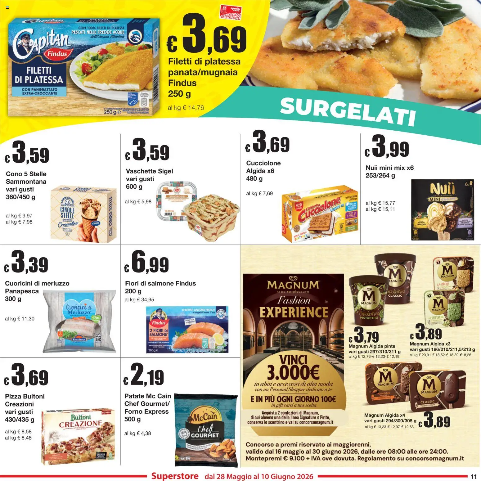 Volantino Sì con Te del 28.05.2026 | Pagina: 11 | Prodotti: Pizza, Salmone, Abiti, Patate