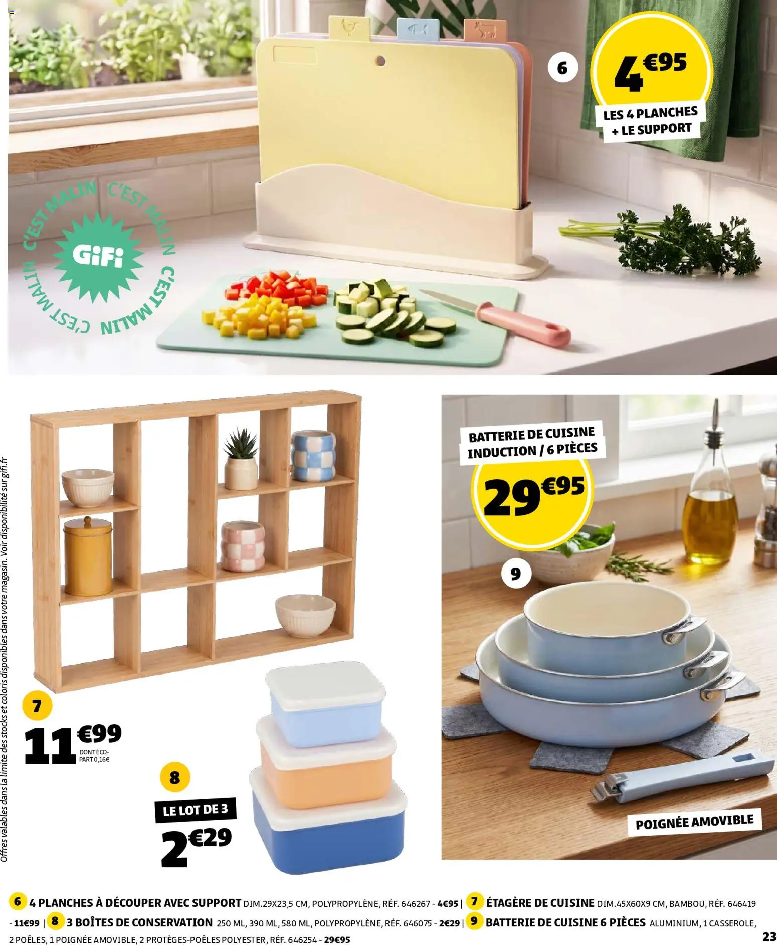 {H1} | Page: 23 | Produits: Étagère de cuisine, Étagère, Batterie, Batterie de cuisine
