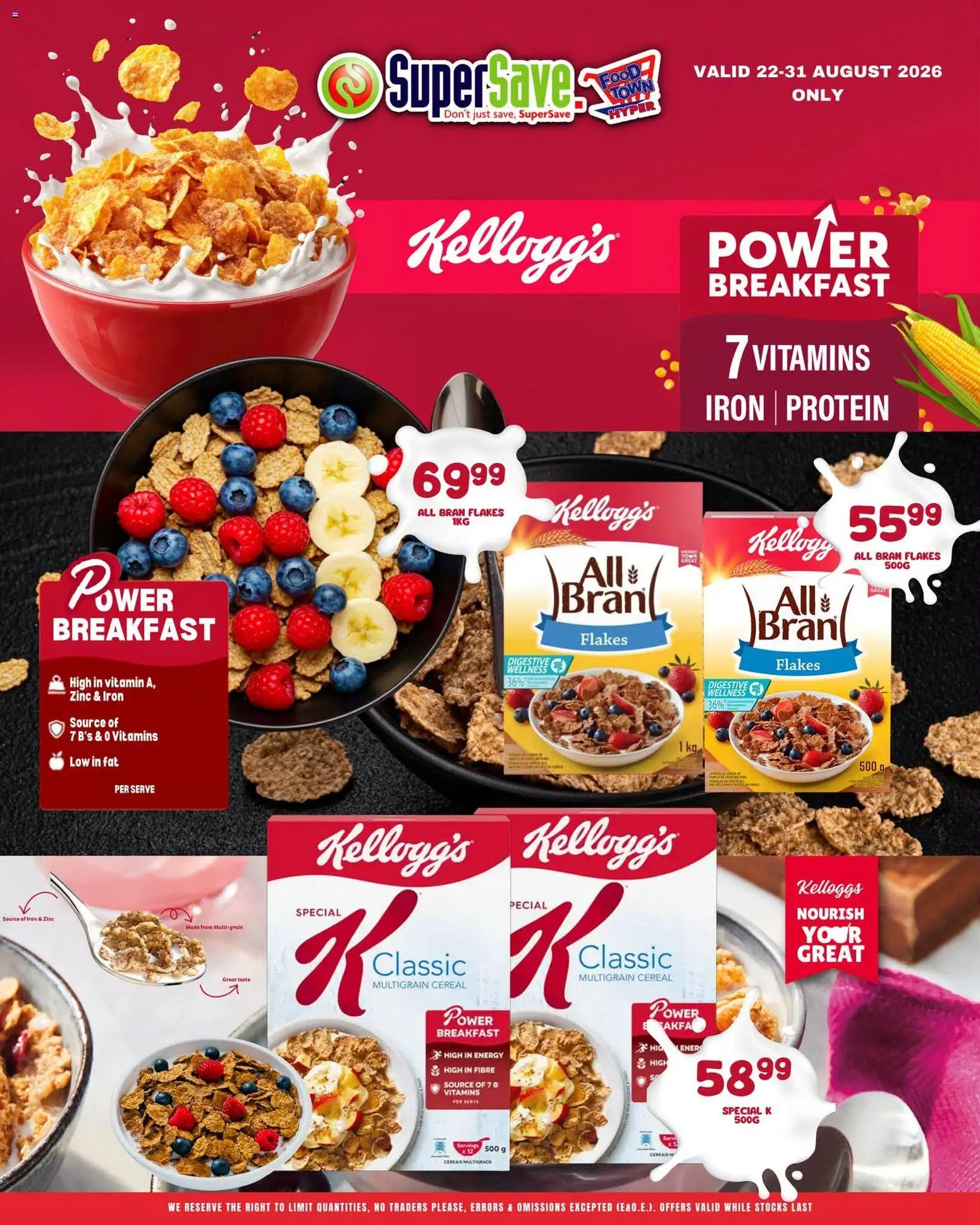 New Super Save catalogue – valid from 22/08/2026 | Page: 14 | Products: Breakfast, Protein, Vitamins, Flakes