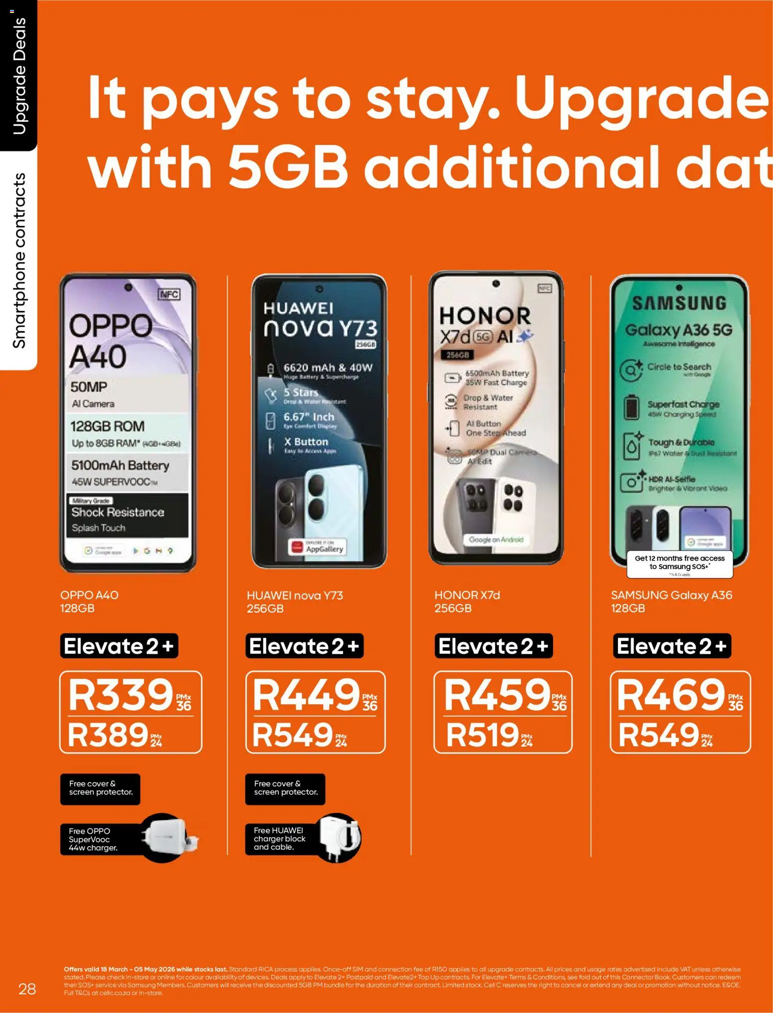 New Cell C catalogue – valid from 18.03.2026 | Page: 30 | Products: Sim, Cover, Battery, Charger