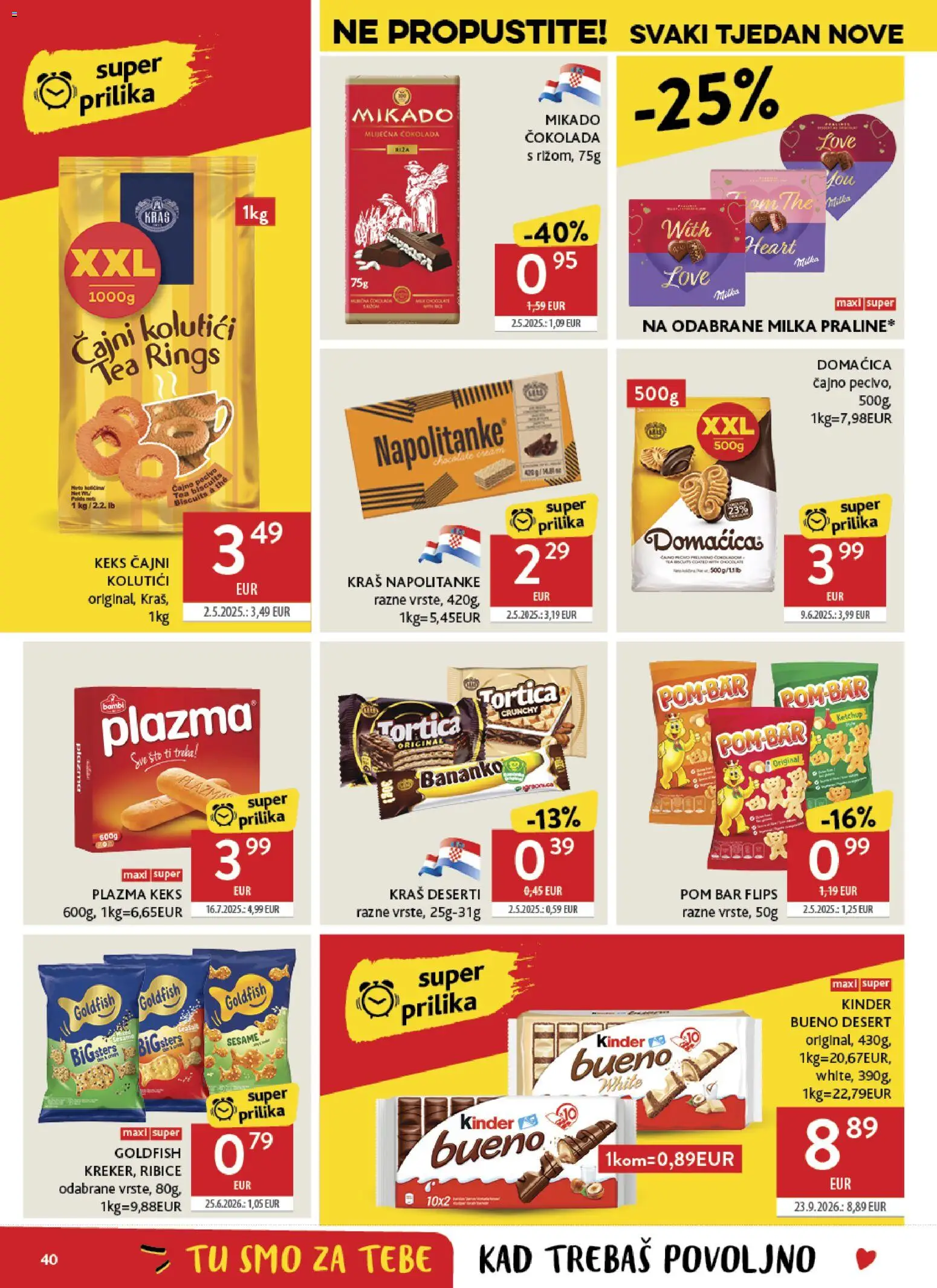 Konzum katalog | vrijedi od 14.10.2026 | Stranica: 40 | Proizvodi: Čokolada, Riža, Napolitanke, Deserti