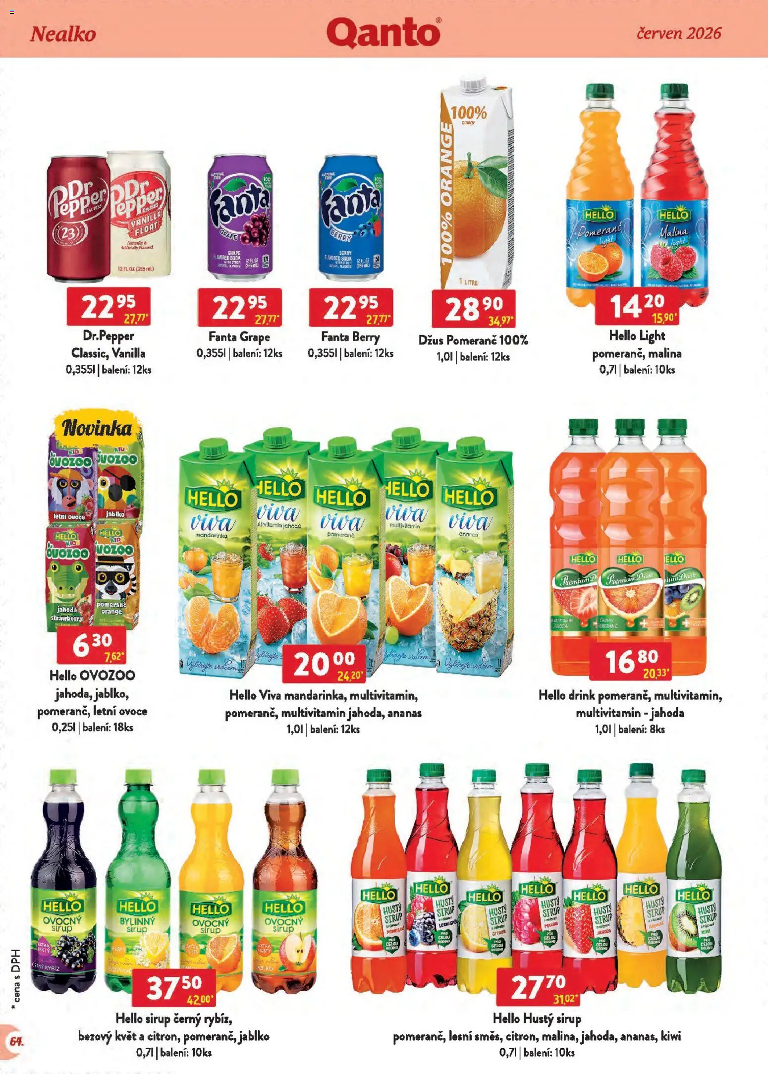 Astur & Qanto leták - Velkoobchod 06/2026 od 01.06.2026 | Strana: 64 | Produkty: Ananas, Kiwi, Hello sirup, Fanta