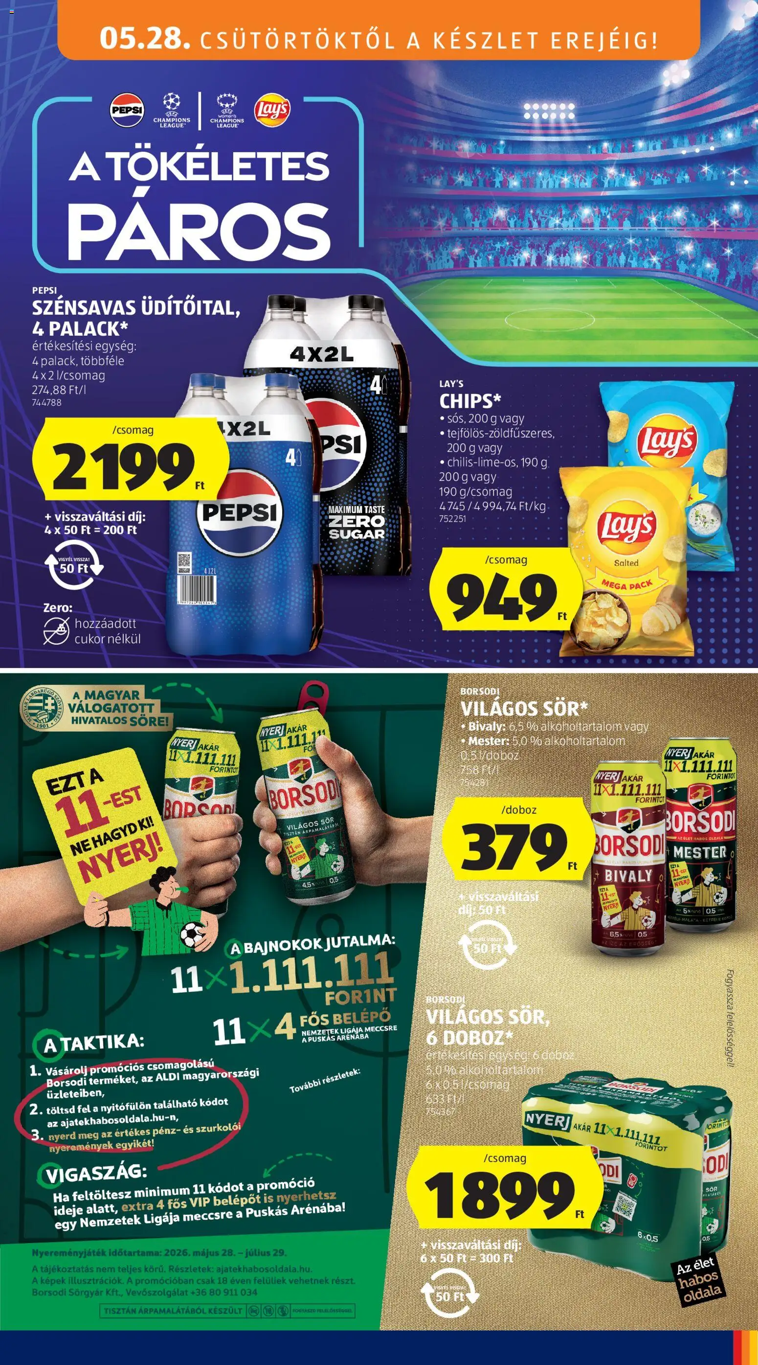 Aldi akciós ujság - amely érvényes a következő dátumtól: 28.05.2026 | Oldal: 21 | Termékek: Pepsi, Doboz, Sör, Cukor