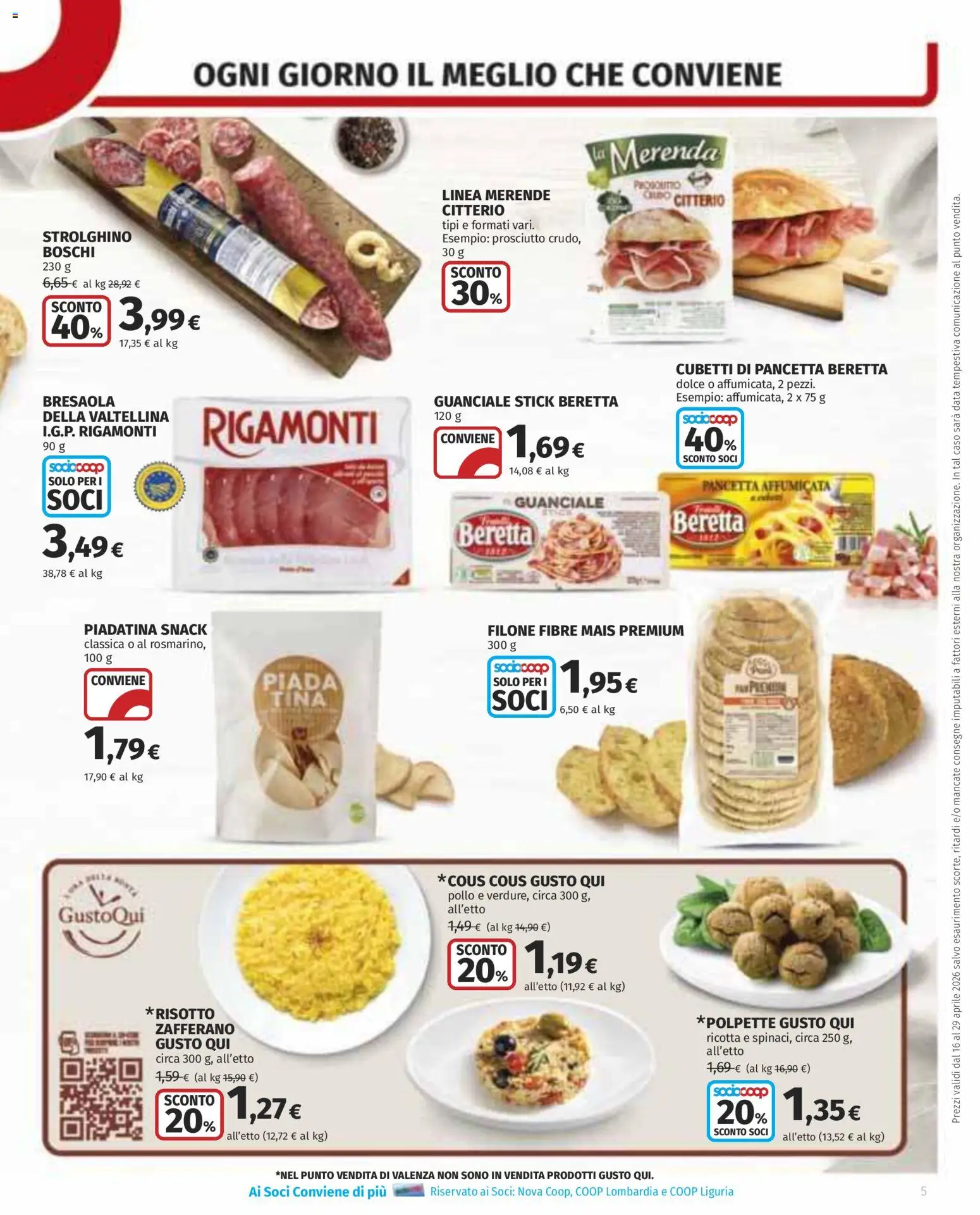 Volantino COOP del 16.04.2026 | Pagina: 5 | Prodotti: Pollo, Bresaola, Data, Ricotta
