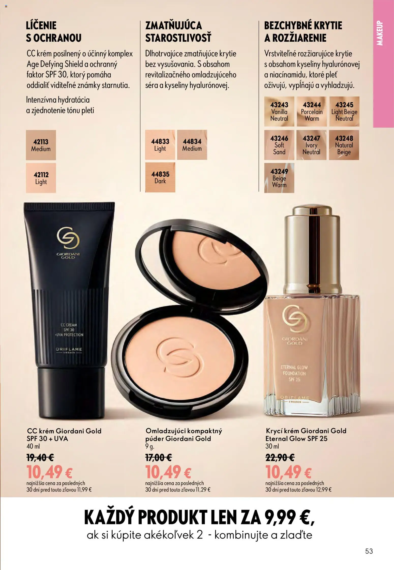 Nové Oriflame akcie – leták je platný od 29.07.2026 | Strana: 53 | Produkty: Púder, CC krém, Krém