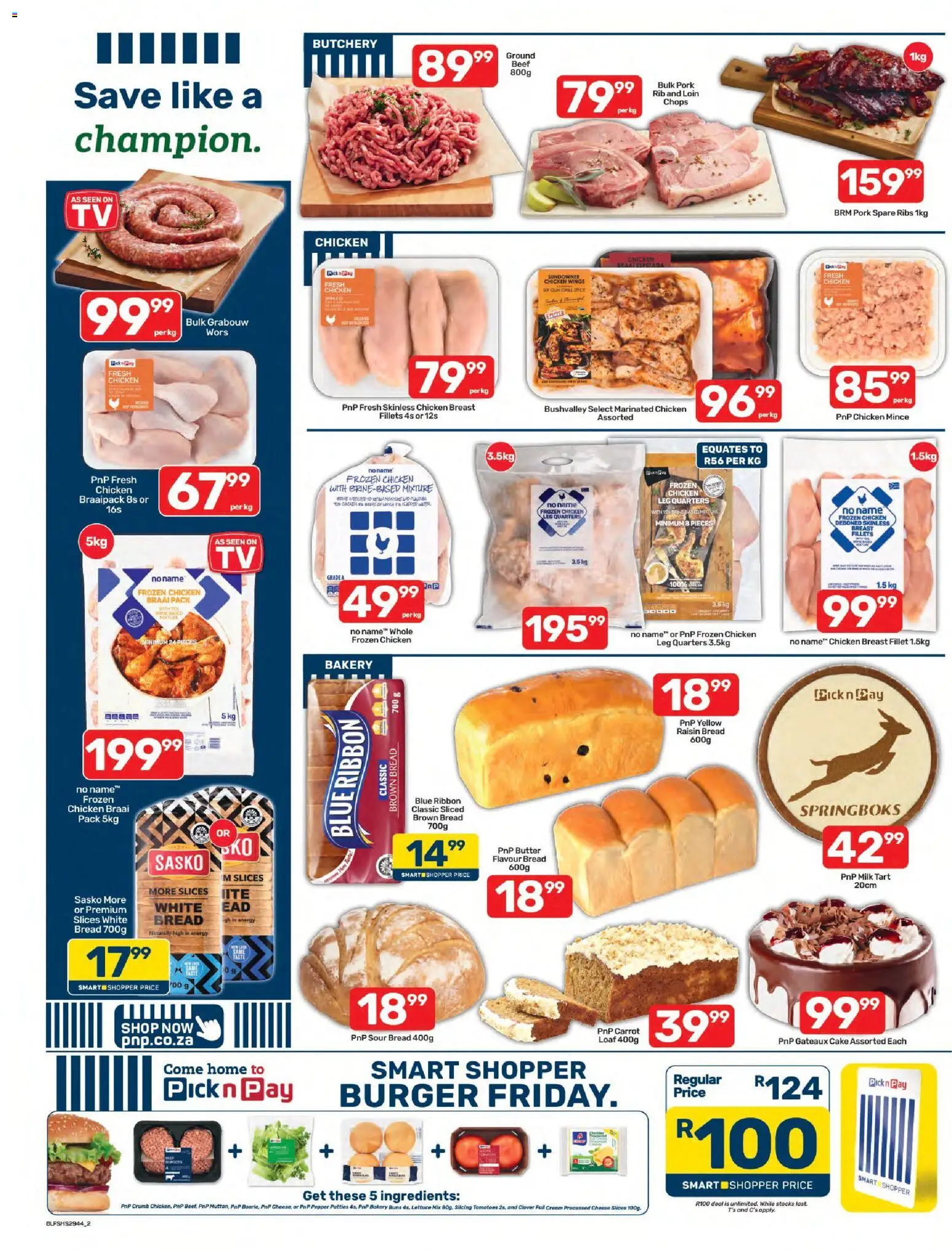 New Pick n Pay catalogue – valid from 07/10/2026 | Page: 2 | Products: Cake, Bakery, Ribs, Butter
