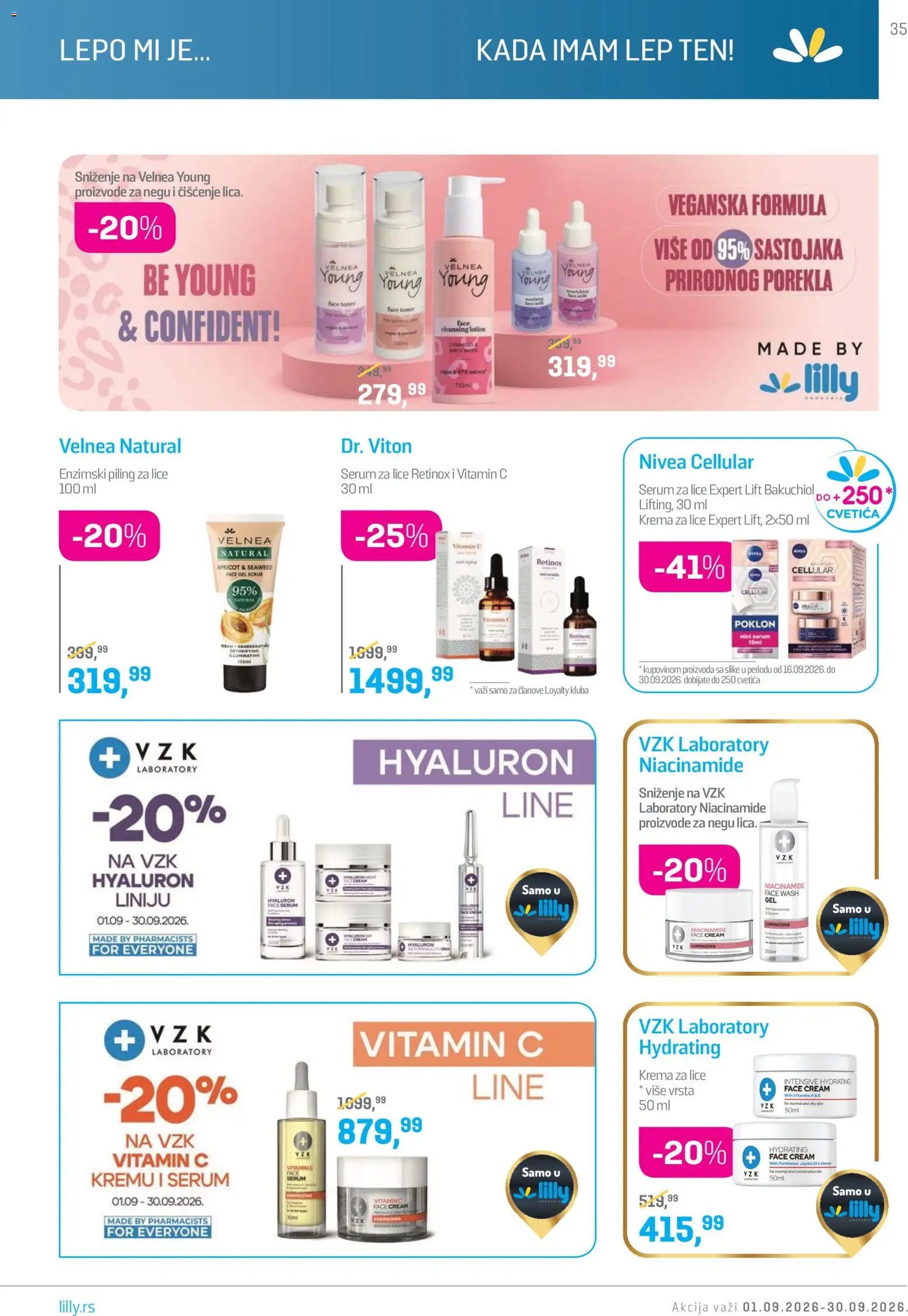 Lilly drogerie katalog - važi od 01.09.2026 | Strana: 35 | Proizvode: Nivea, Krema, Piling, Toner