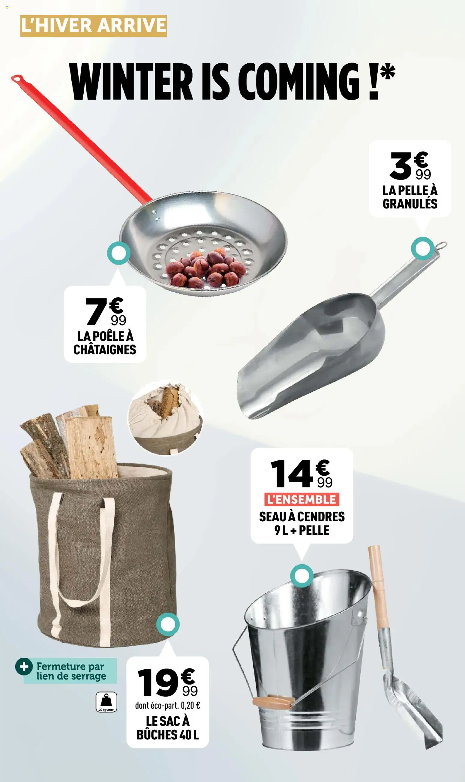 {H1} | Page: 16 | Produits: Sac, Châtaignes, Poêle, Pelle