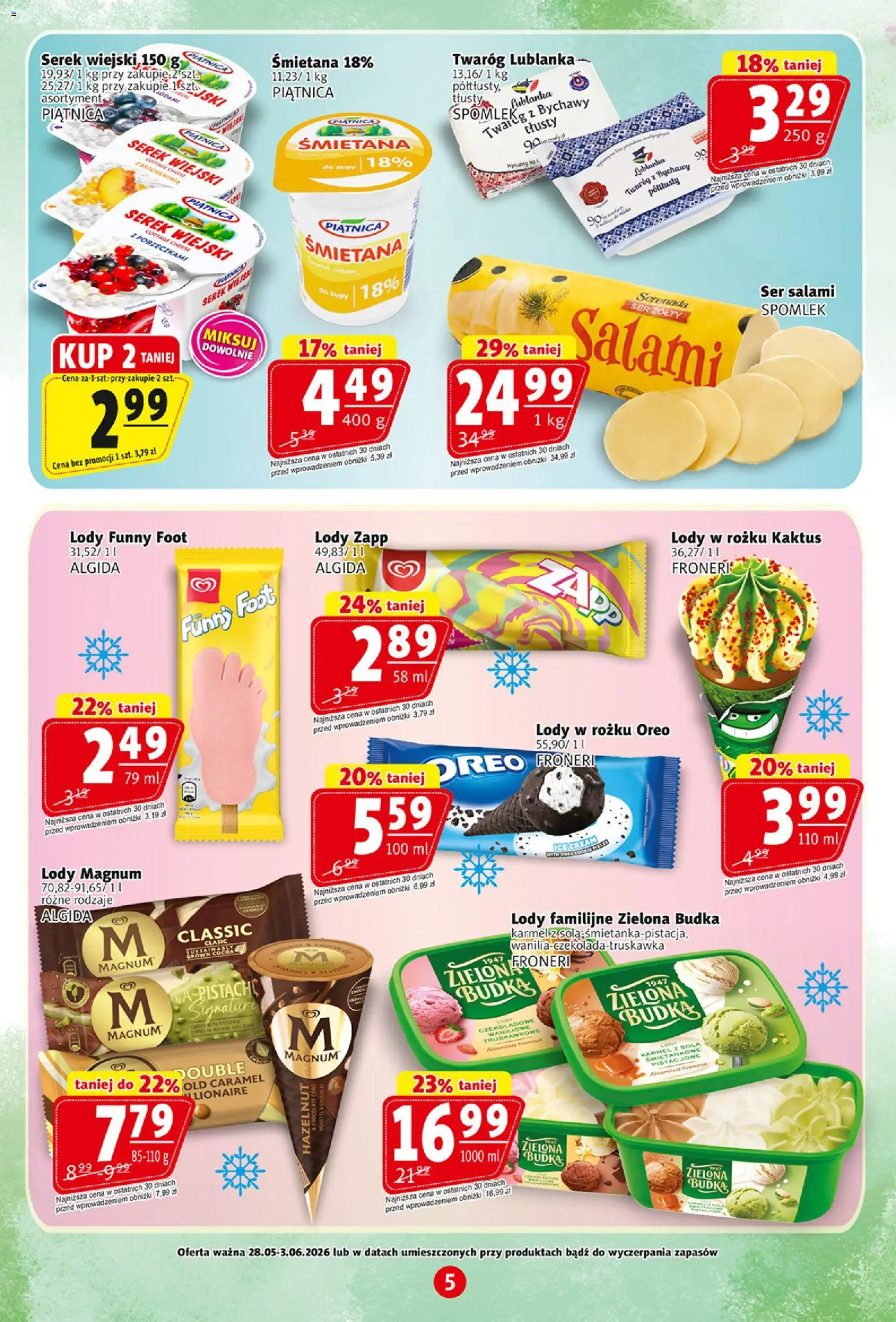 Prim Market gazetka od 28.05.2026 | Strona: 5 | Produkty: Serek, Serek wiejski, Ser, Lody Magnum