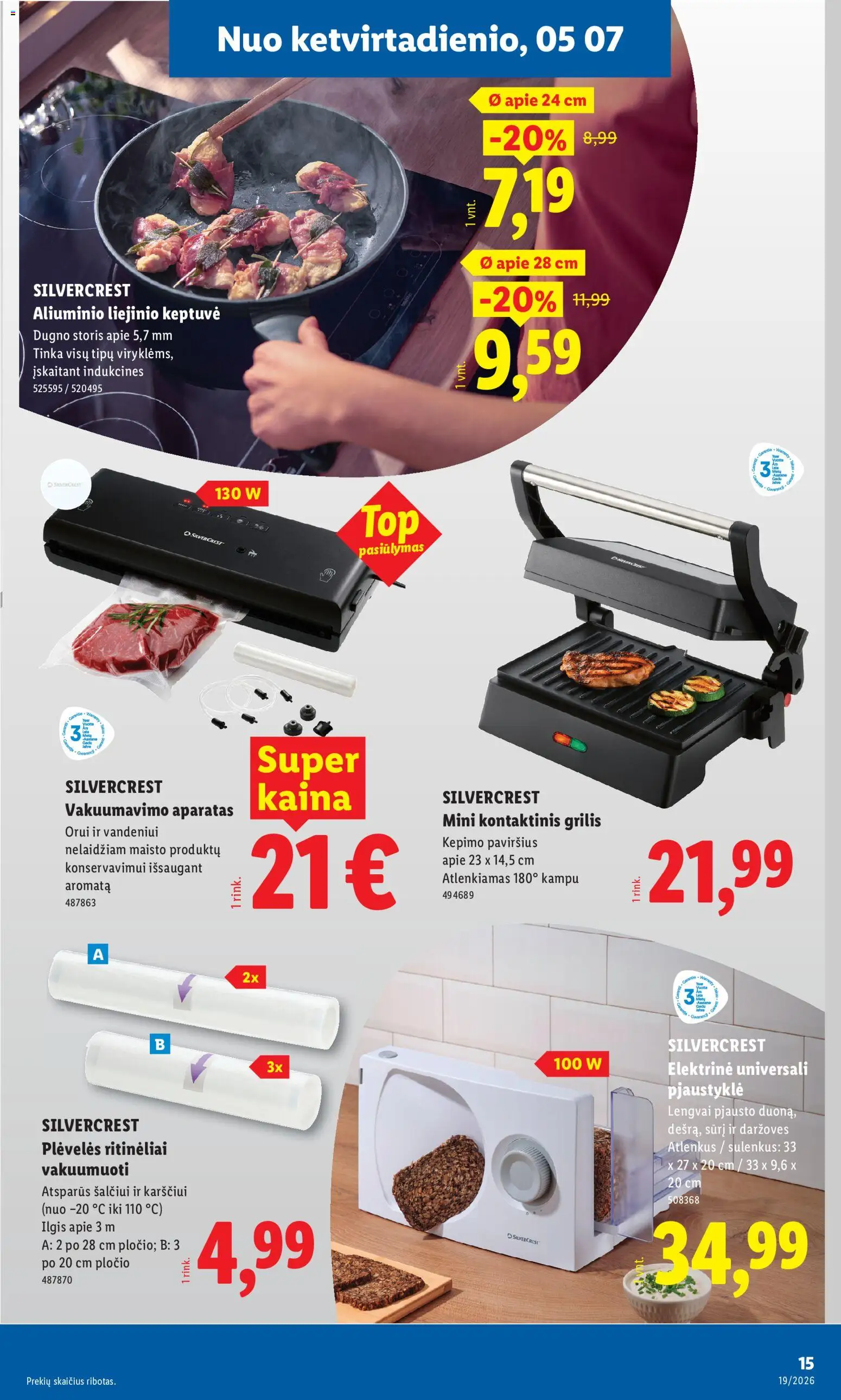 LIDL akcijos nuo 04.05.2026 | Puslapis: 15 | Prekių: Keptuvė, Pjaustyklė, Grilis