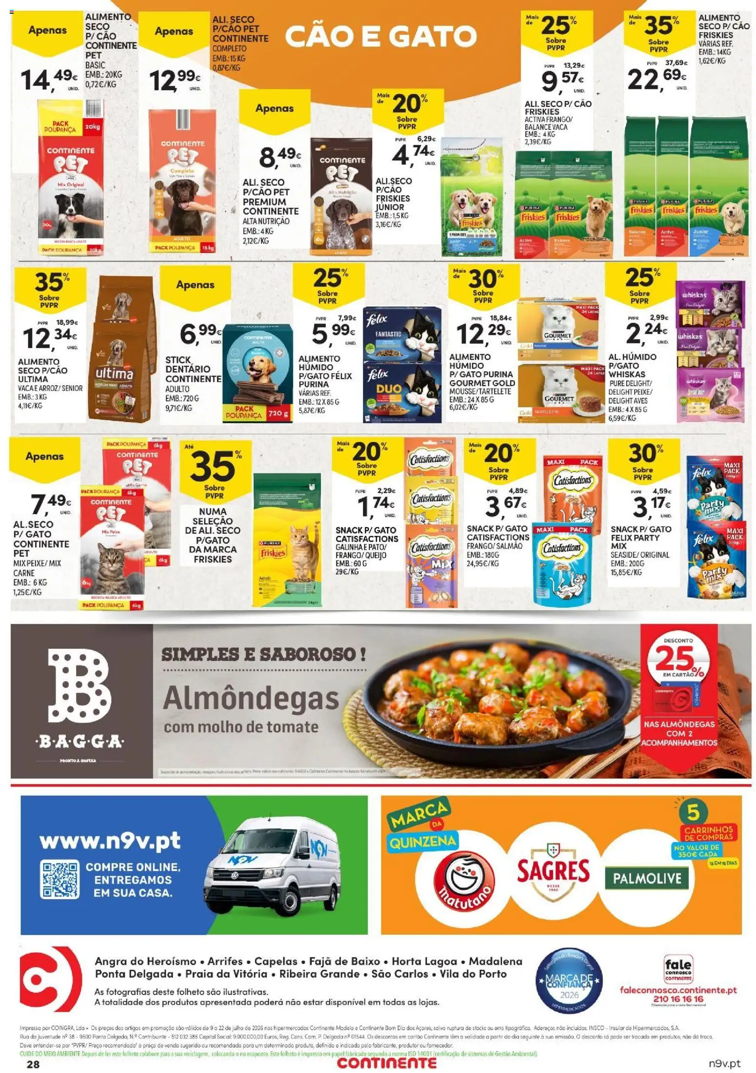Continente Açores │ válido de 09/07/2026 | Página: 28 | Produtos: Molho de tomate, Salmão, Queijo, Tomate