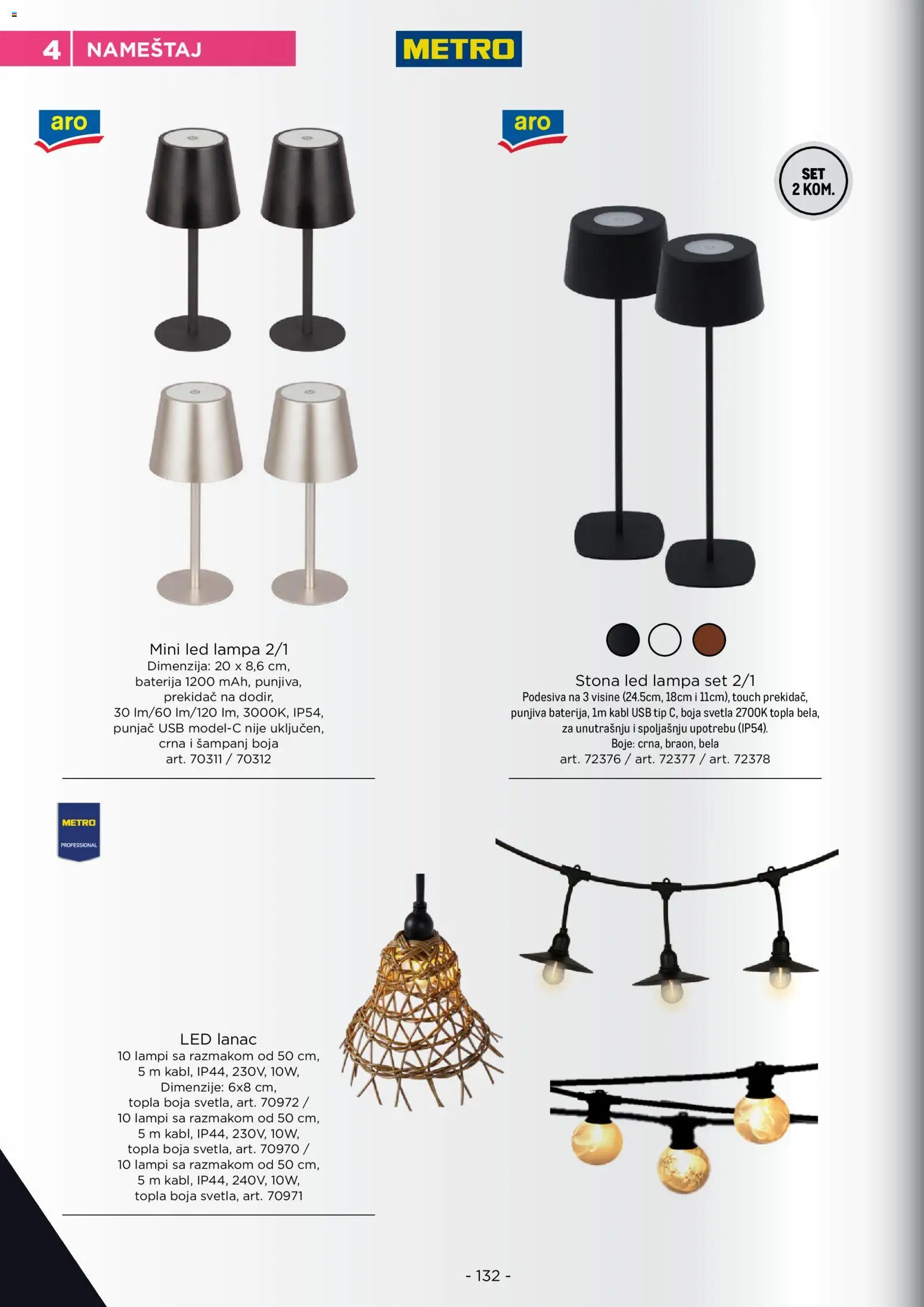 Metro katalog - važi od 10.07.2026 | Strana: 132 | Proizvode: Baterija, Kabl, Lampa, USB