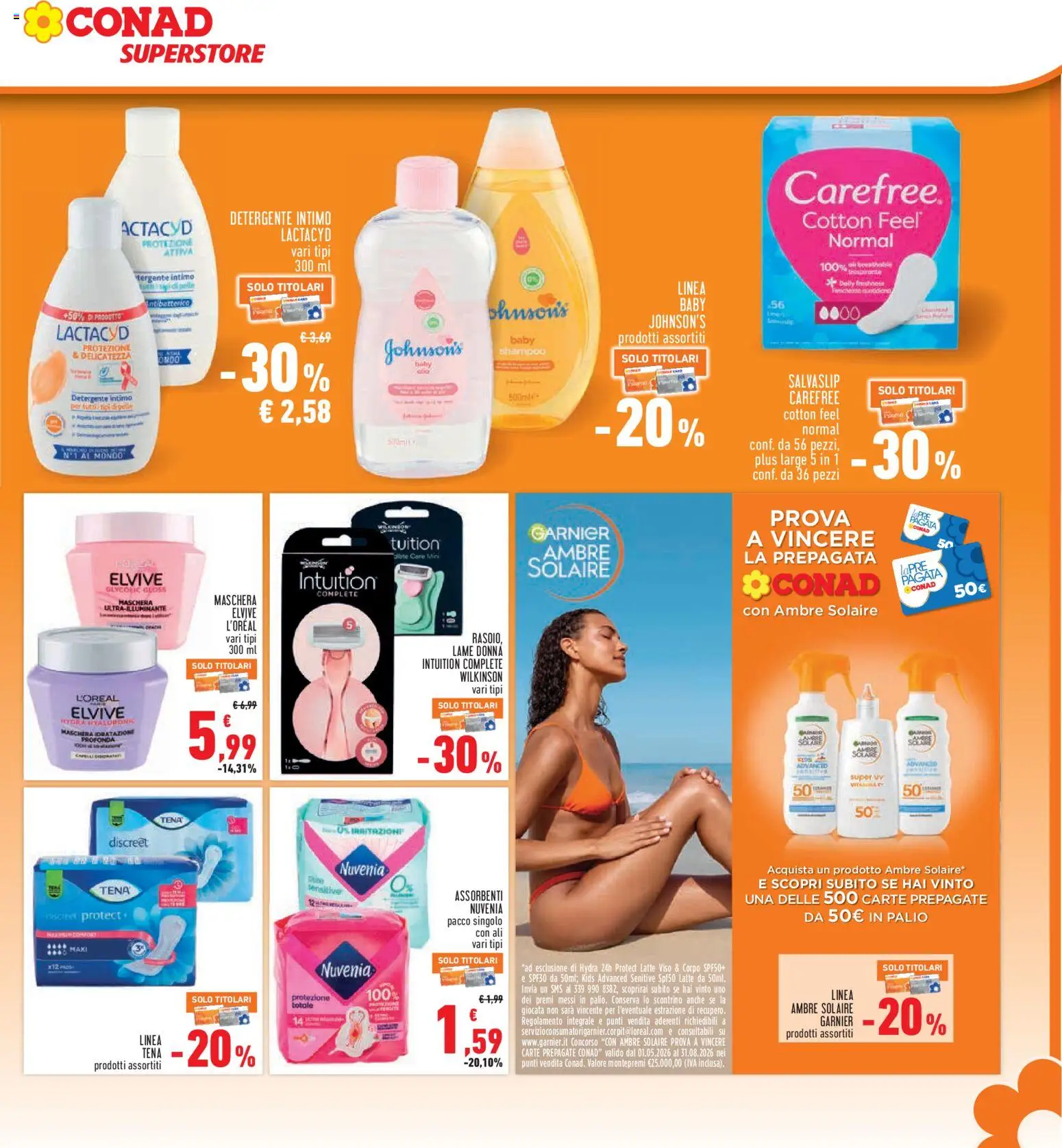 Volantino Conad del 18.06.2026 | Pagina: 23 | Prodotti: Shampoo, Rasoio, Detergente intimo, Intimo