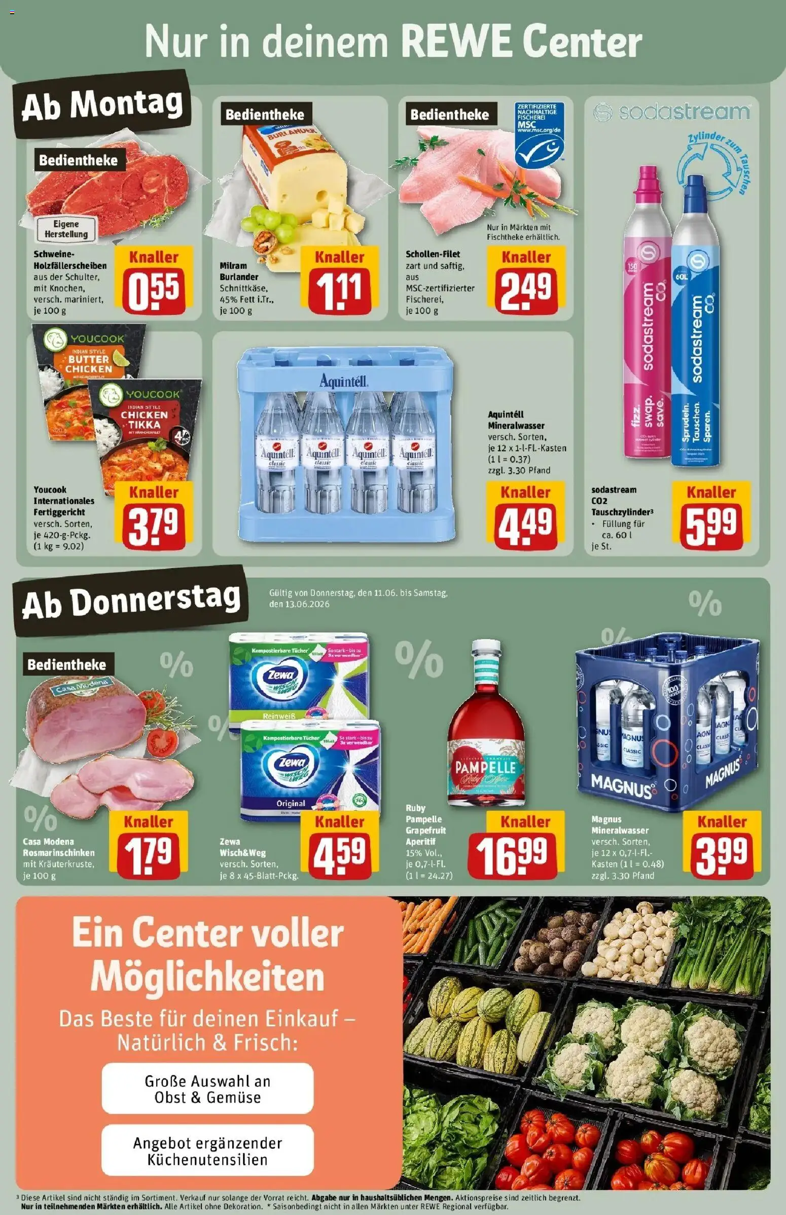 Rewe Prospekt Hamburg/Tonndorf – gültig ab 08.06.2026 | Seite: 3 | Produkte: Youcook, Mineralwasser, Obst, Fertiggerichte