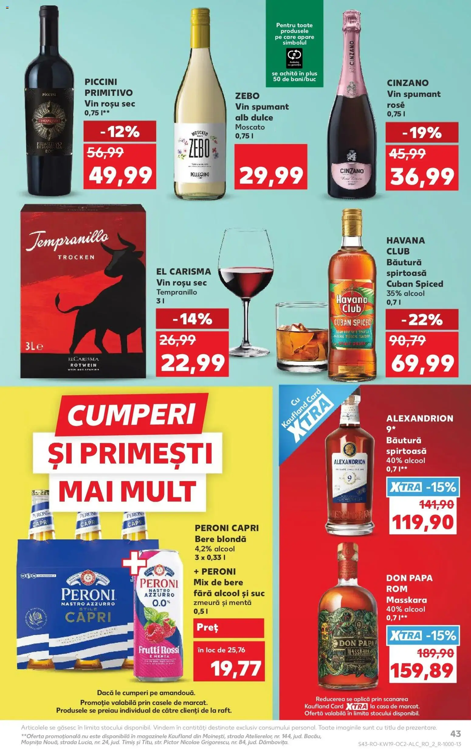 Noul catalog Kaufland – valabil de la 06.05.2026 | Pagină: 43 | Produse: Zmeură, Vin, Bere, Rom