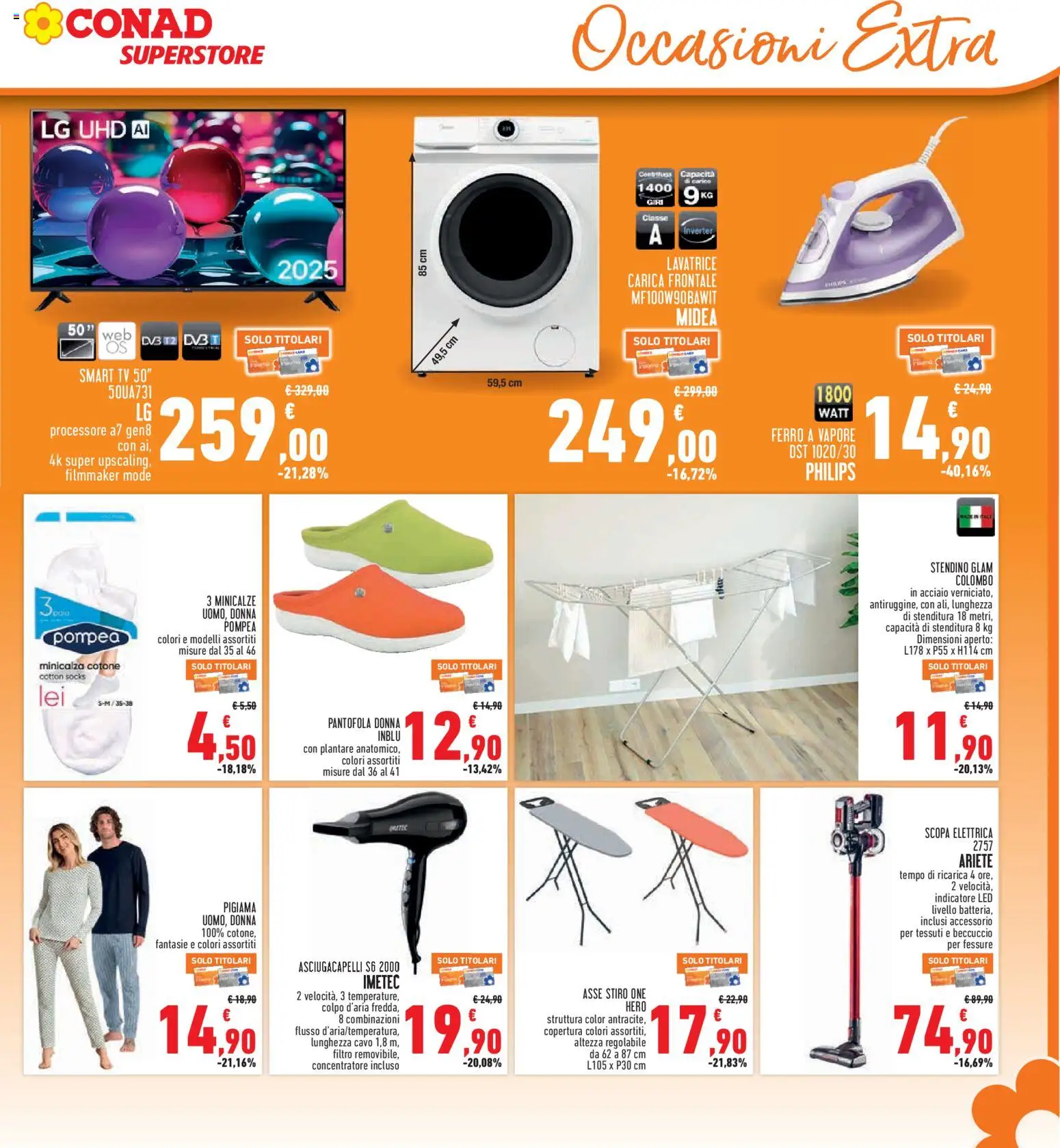 Volantino Conad del 27/08/2026 | Pagina: 29 | Prodotti: Scopa, Cavo, Stendino, Asciugacapelli