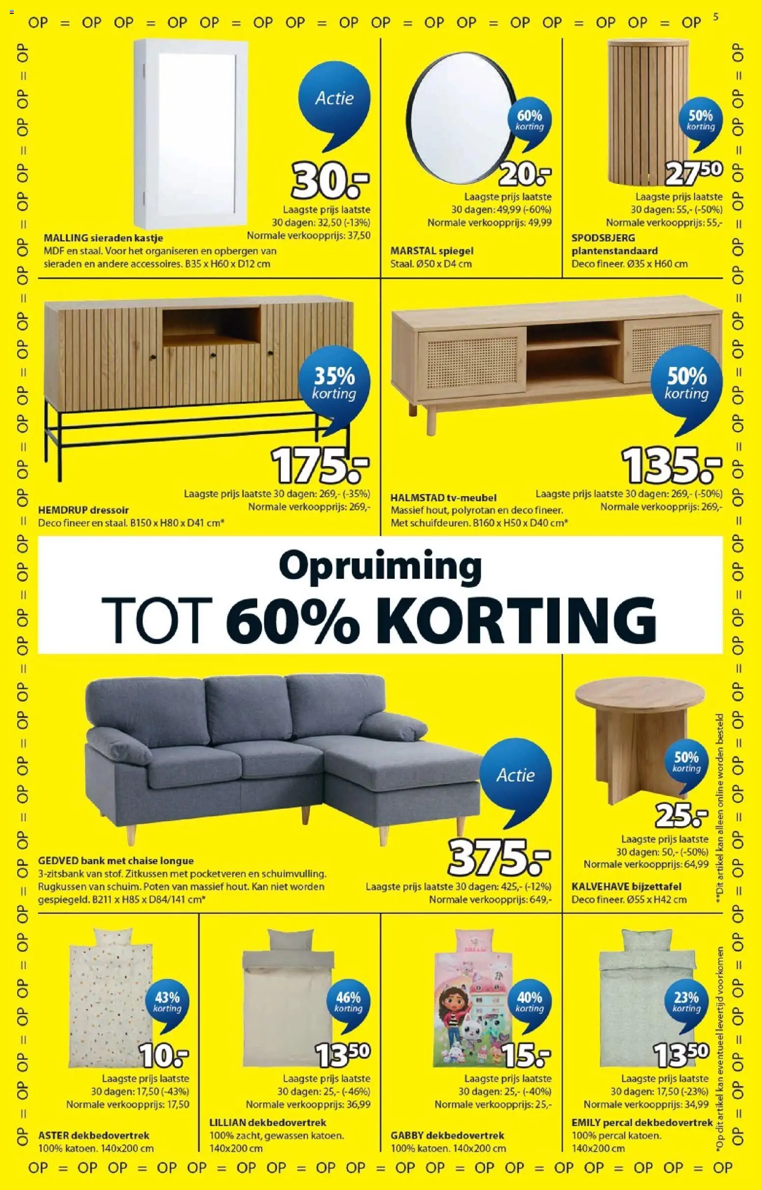 {H1} | Pagina: 5 | Producten: Kan, Bank, Dressoir, Spiegel