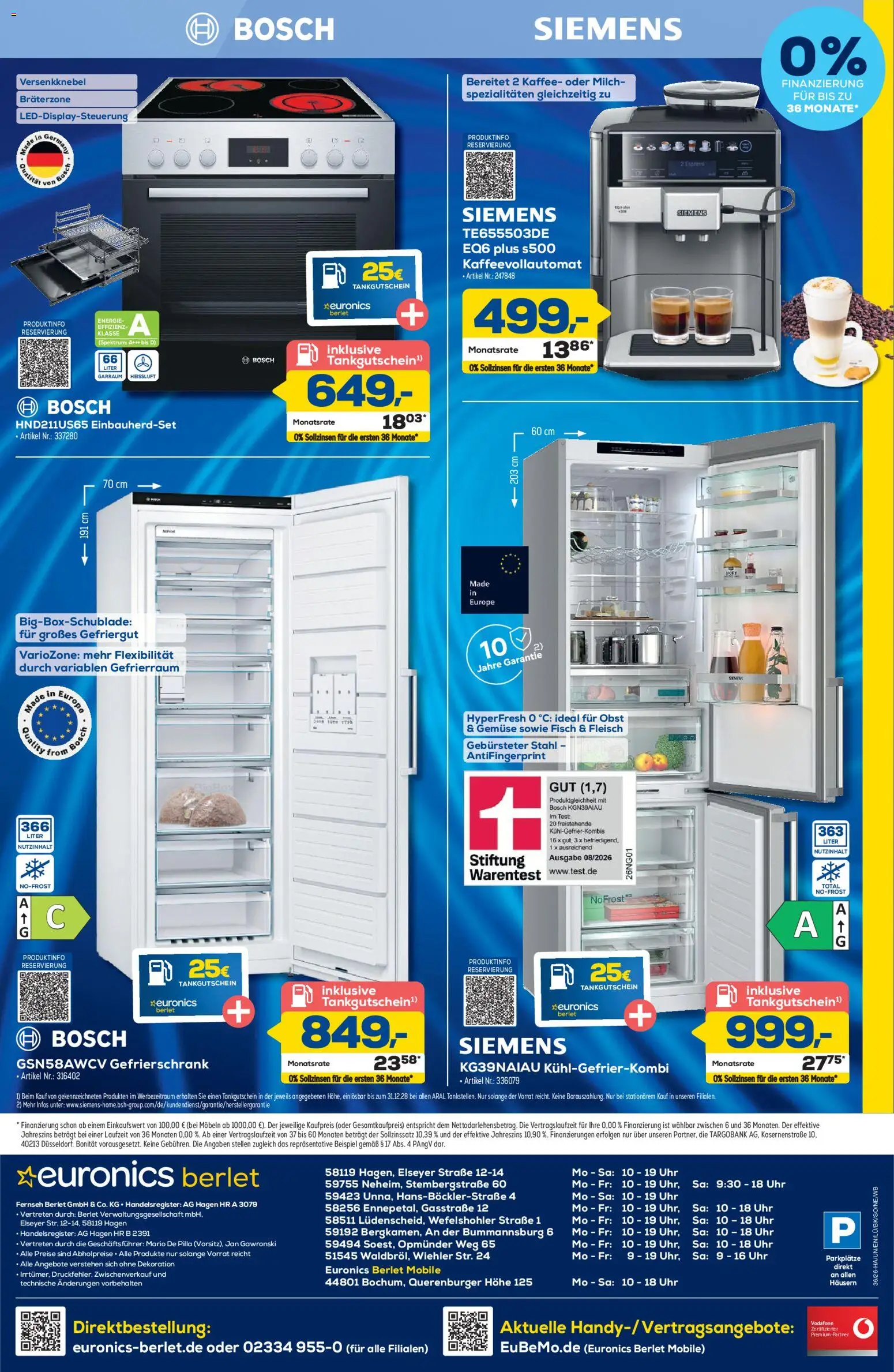 Euronics Prospekt Berlet – gültig ab 27.08.2026 | Seite: 10 | Produkte: Siemens, Spezialitäten, Fleisch, Uhr