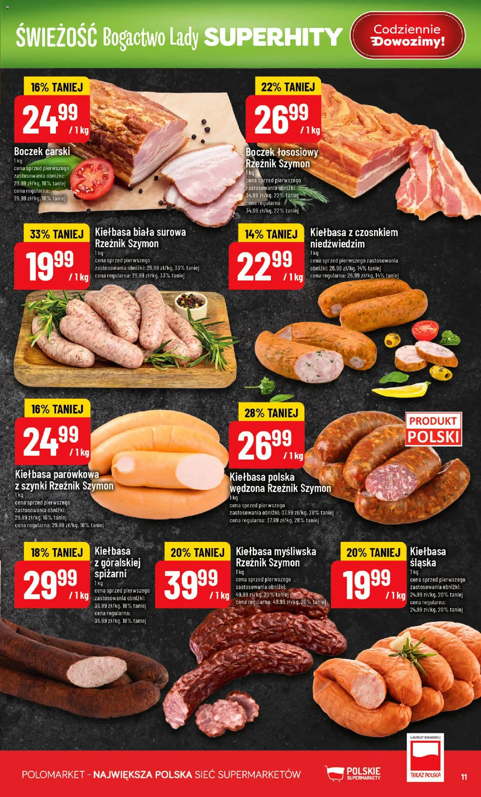 POLOmarket gazetka od 13.05.2026 | Strona: 11 | Produkty: Kiełbasa, Myśliwska, Boczek