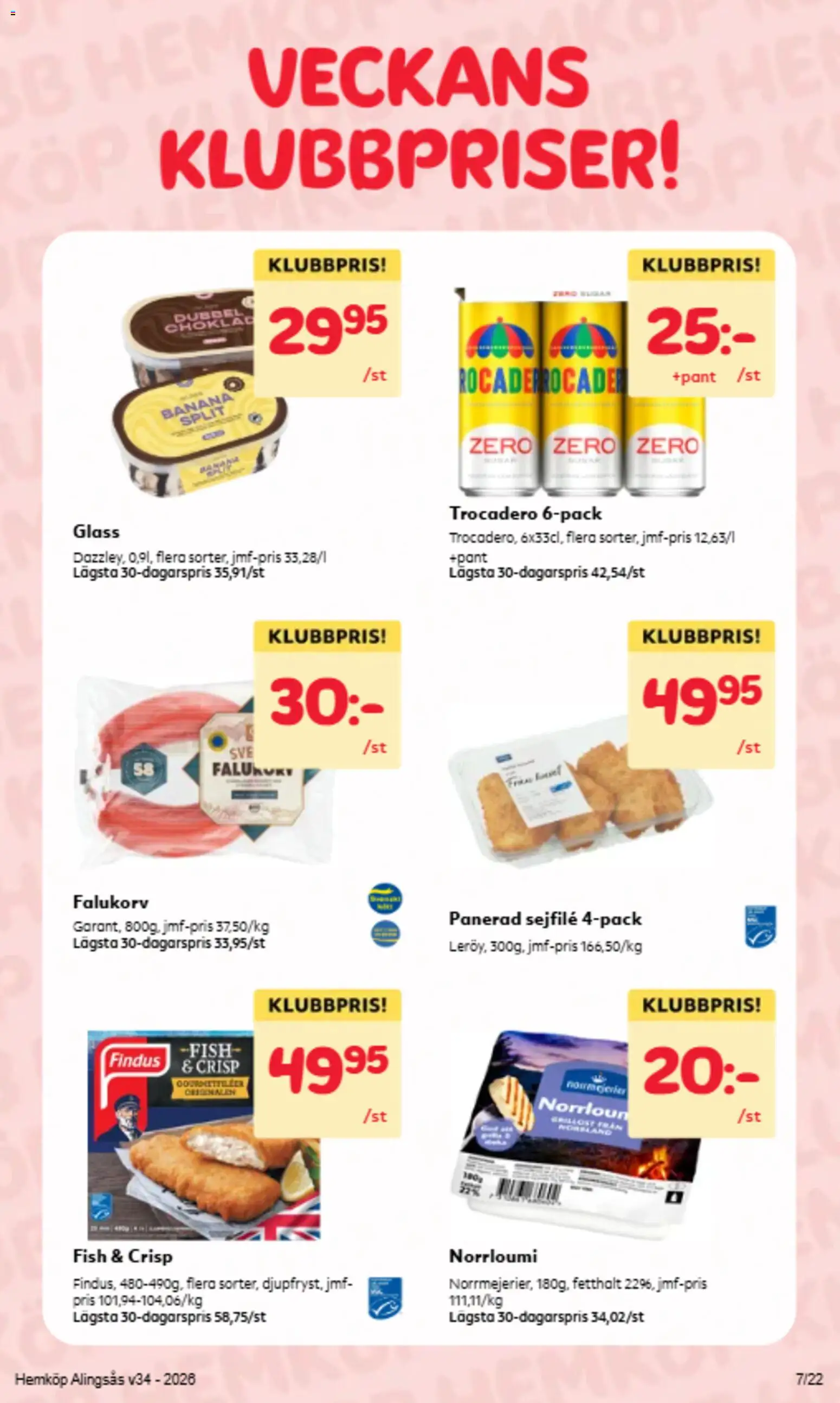 Hemköp reklamblad aktuell från 17/08/2026 | Sida: 7 | Produkter: Falukorv, Glass